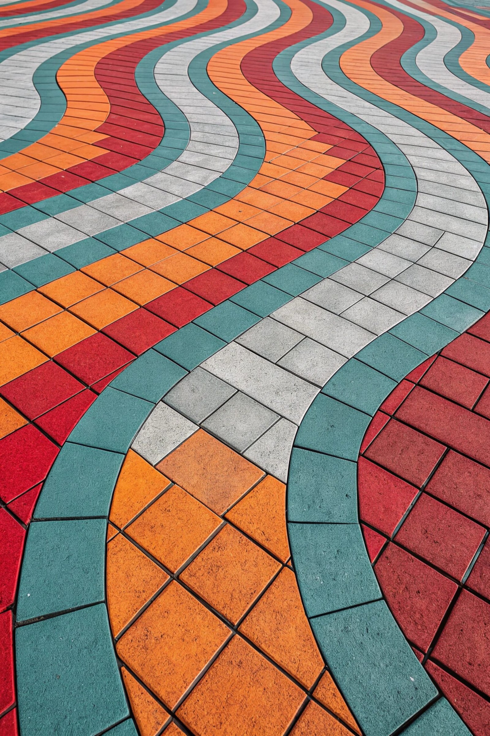 Crimson-Teal Patchwork - Vibrant Portrait