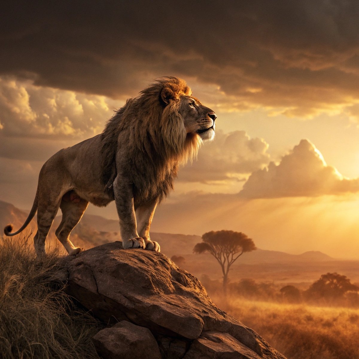 Sunset Lion Majesty