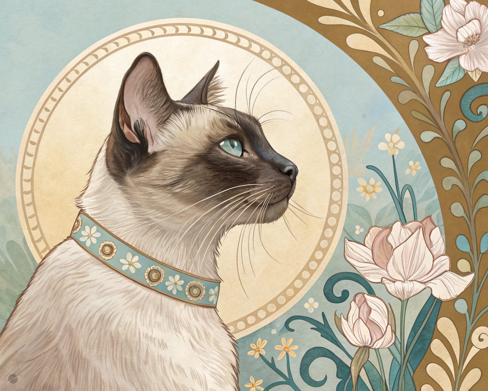 Art Nouveau Siamese Elegance