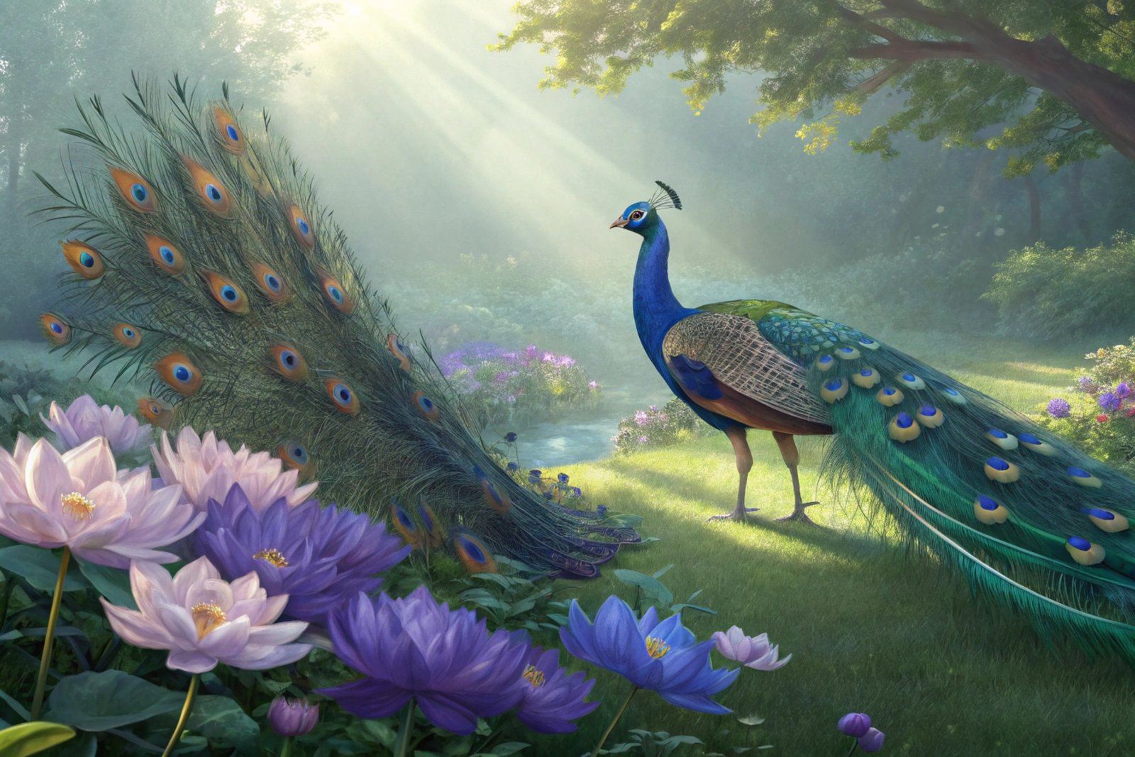 Peacock Lotus Display