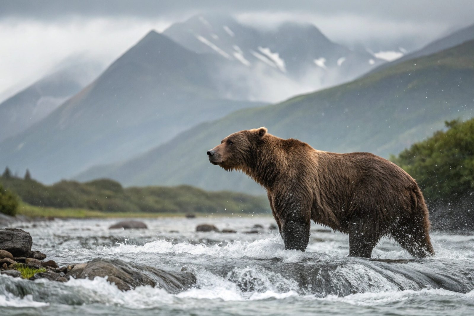 Grizzly in Rushing River