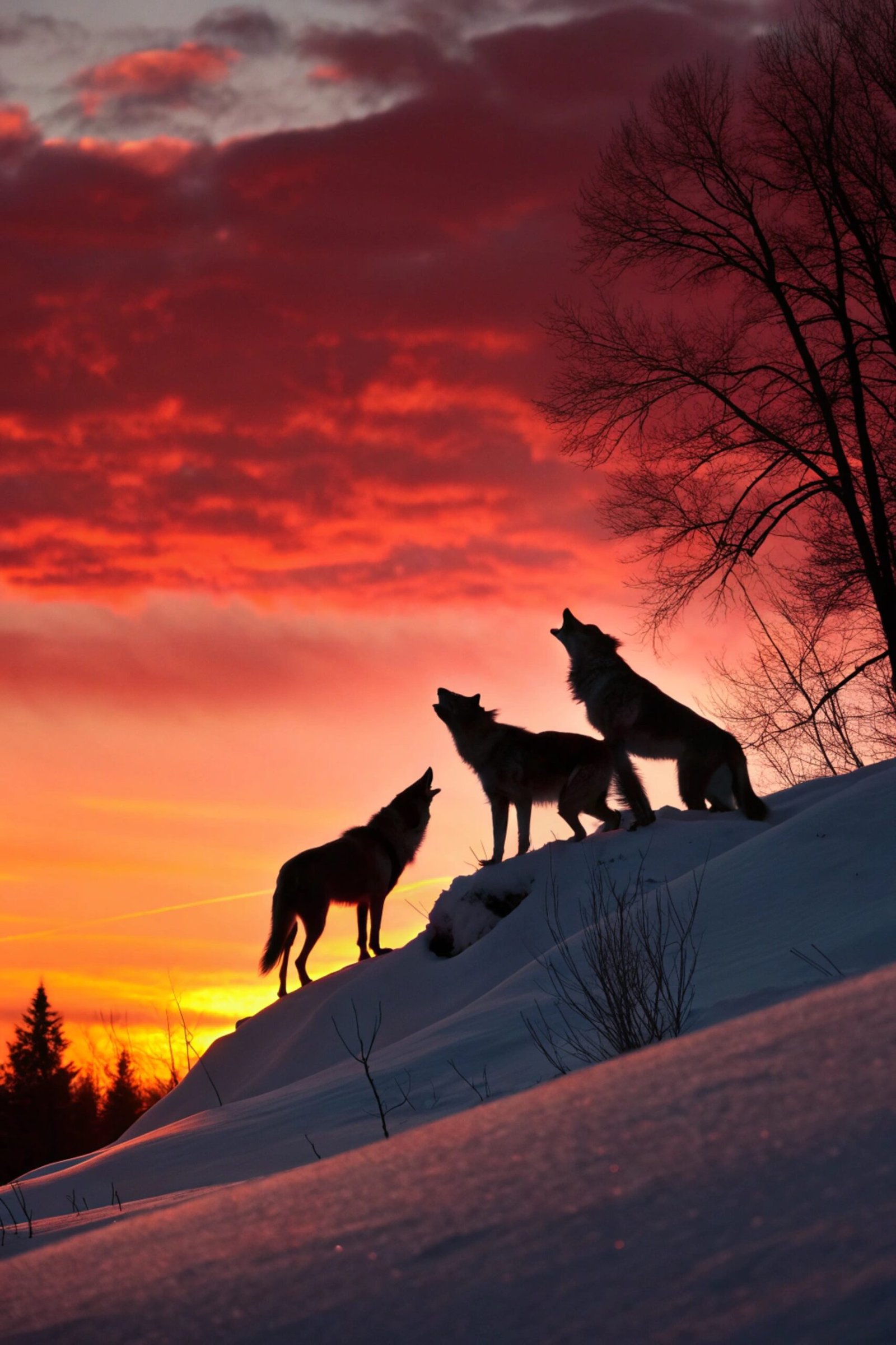 Wolf Pack Crimson Silhouette