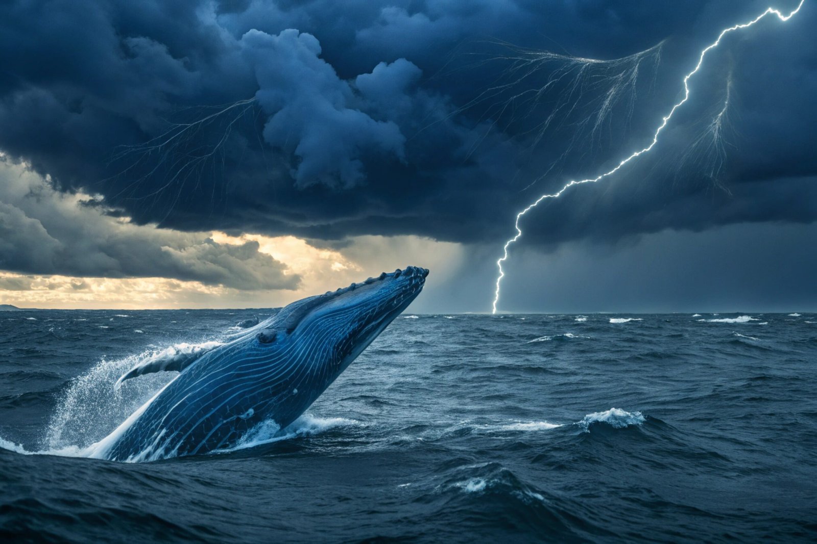 Blue Whale Stormy Breach