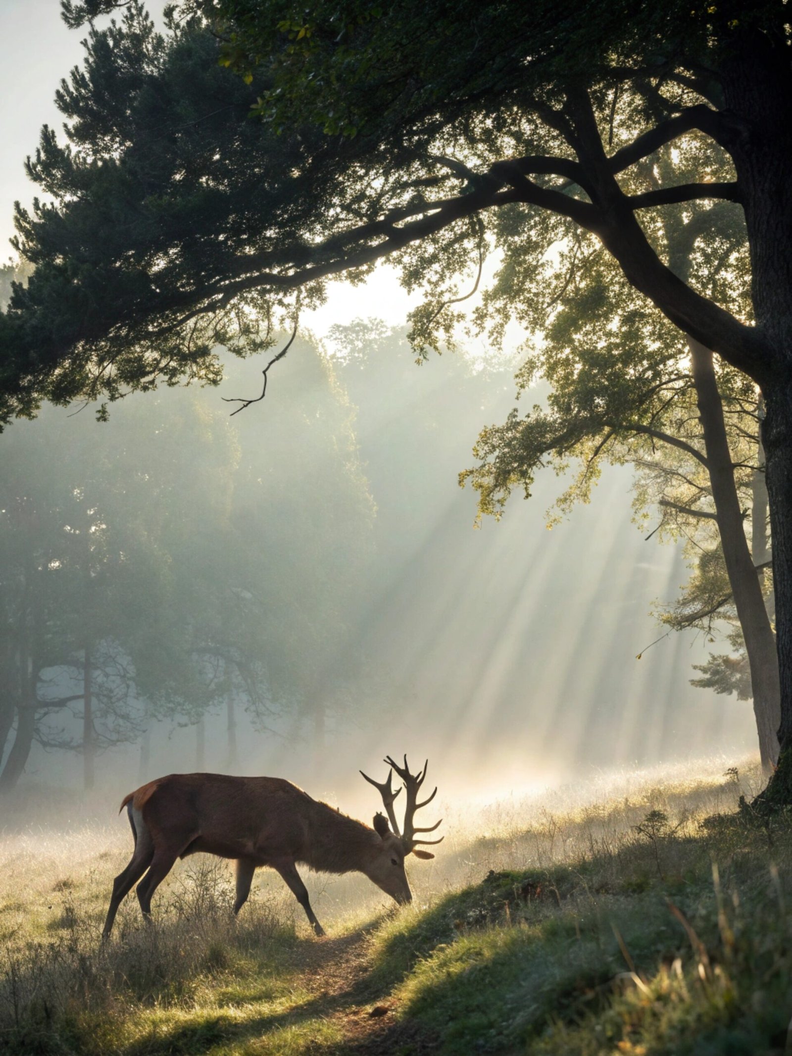 Red Deer Foggy Graze