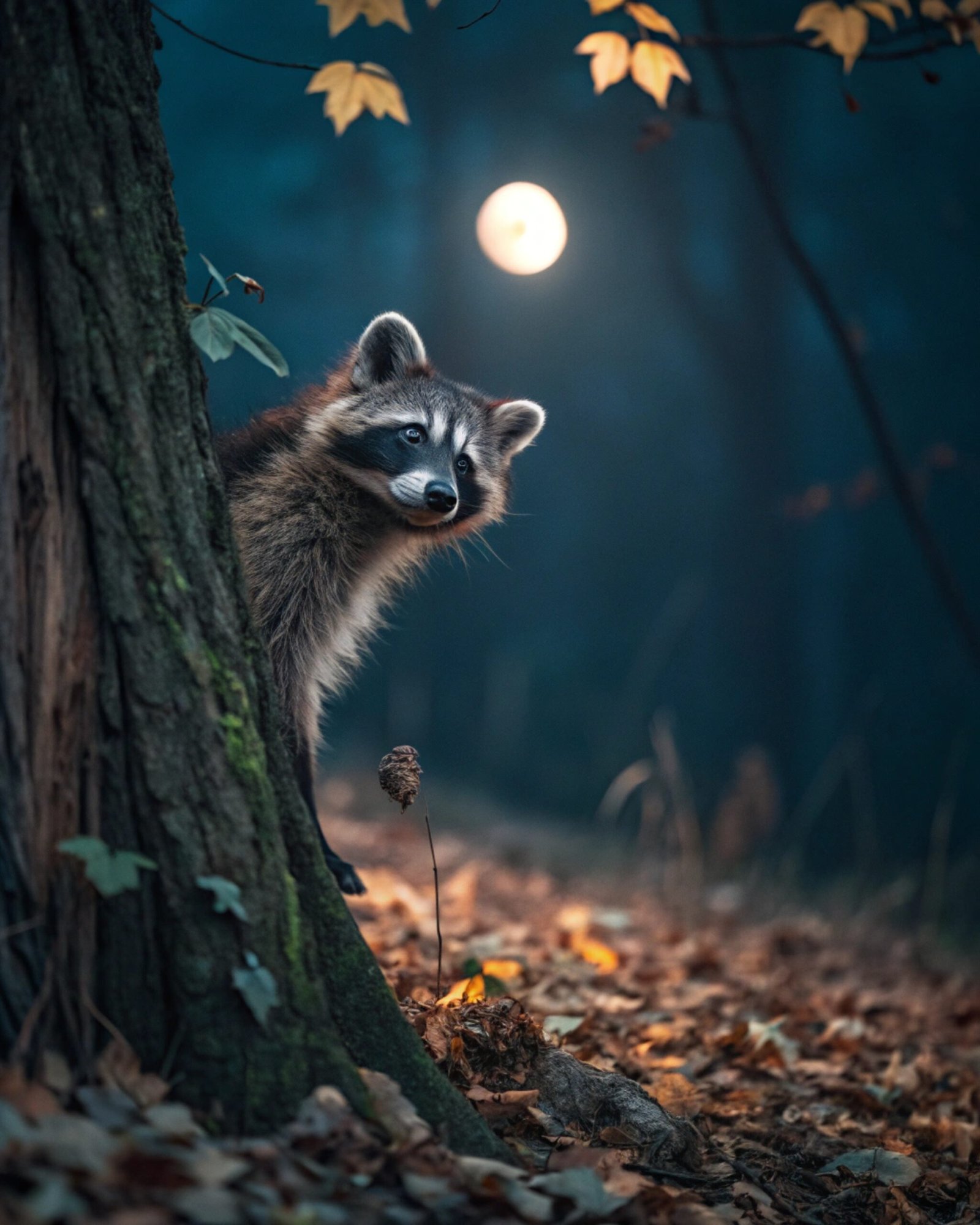 Moonlit Raccoon Peek