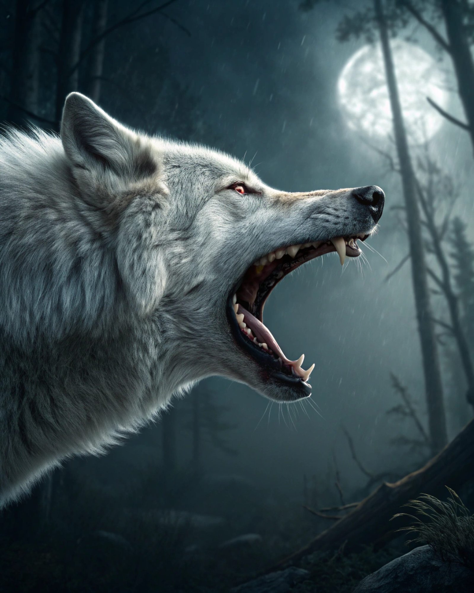 Wolf Moonlit Snarl