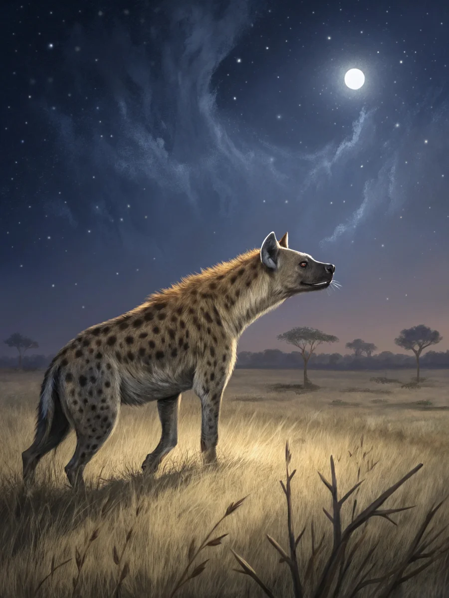 Hyena Moonlit Savanna