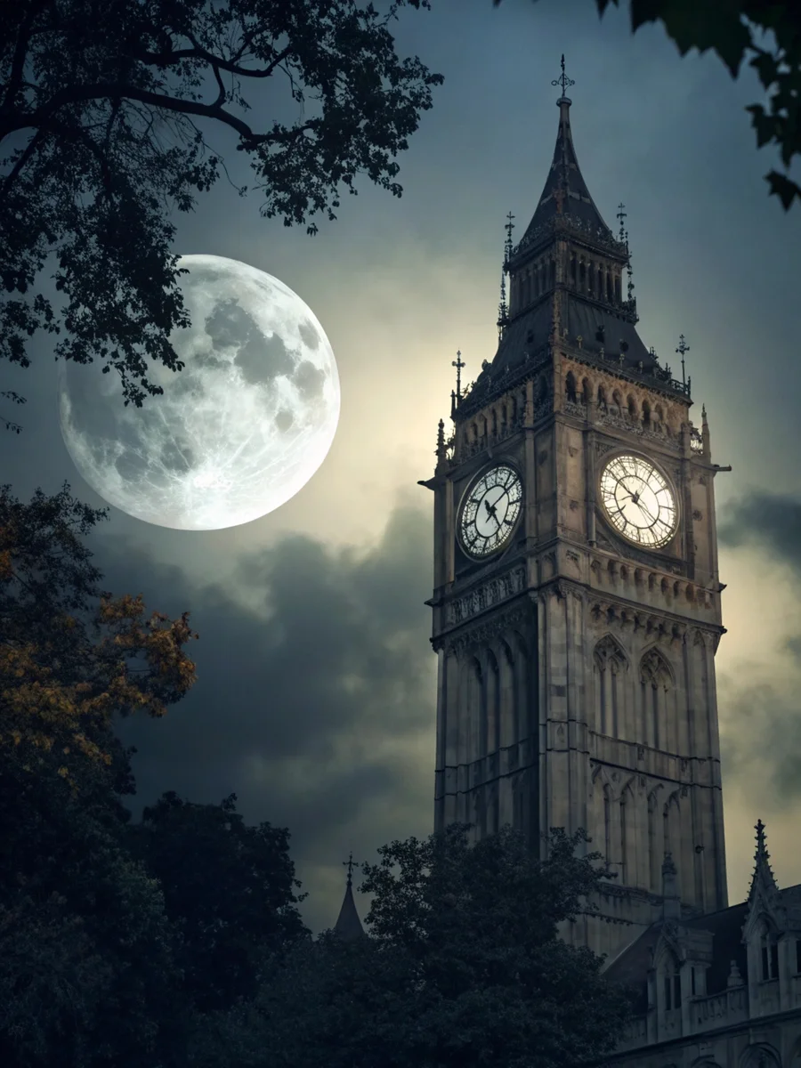 Moonlit Gothic: The Glowing Clocktower