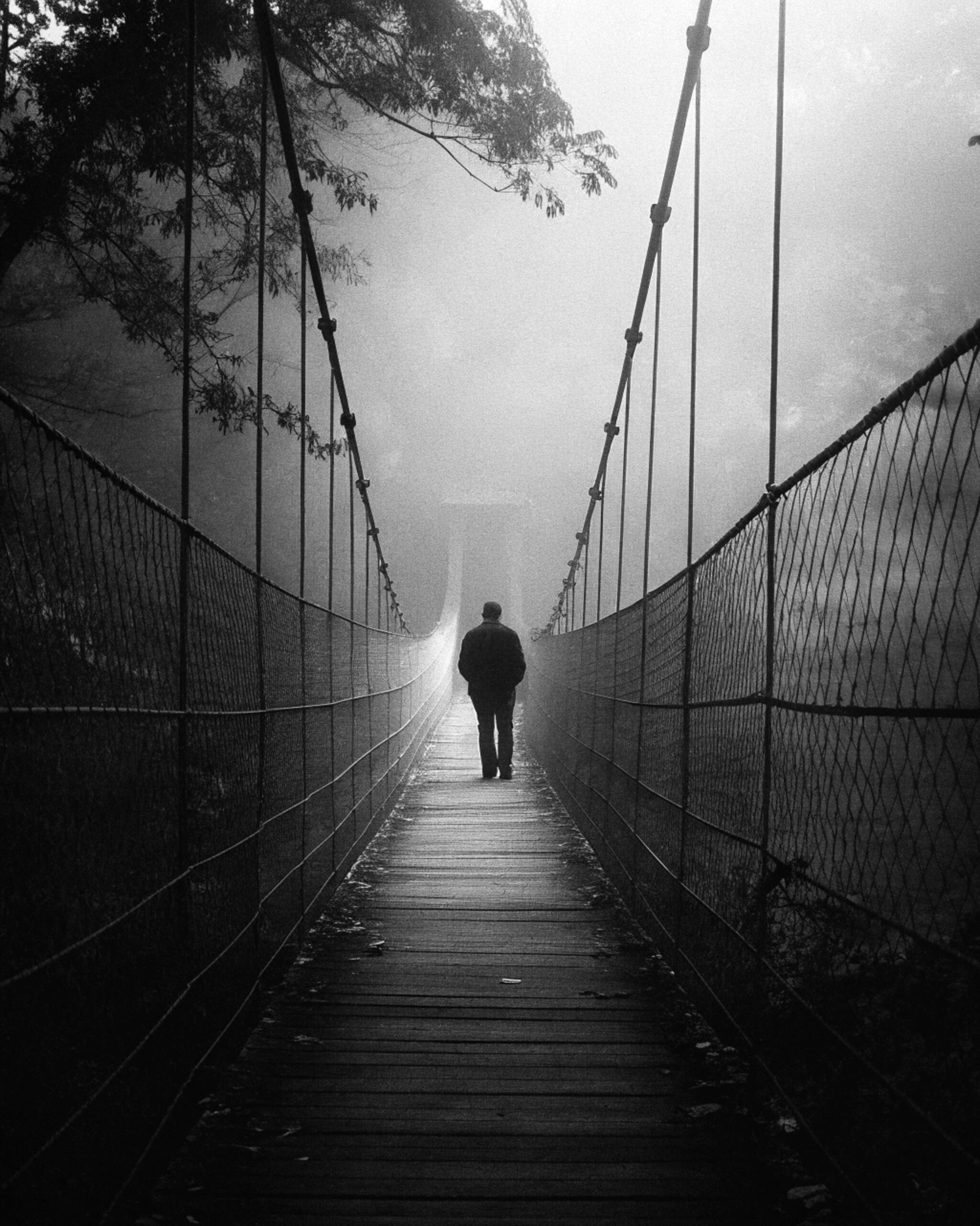Foggy Suspension Bridge