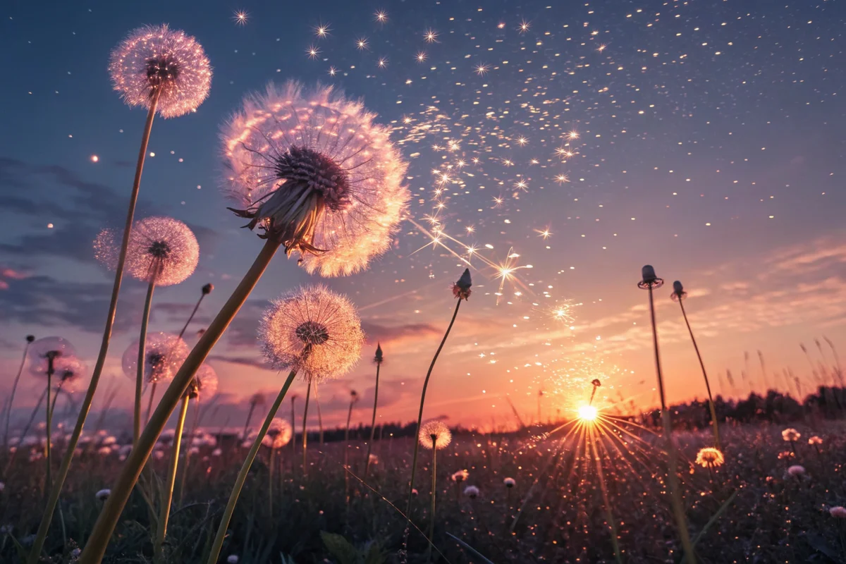 Iridescent Dandelion Field