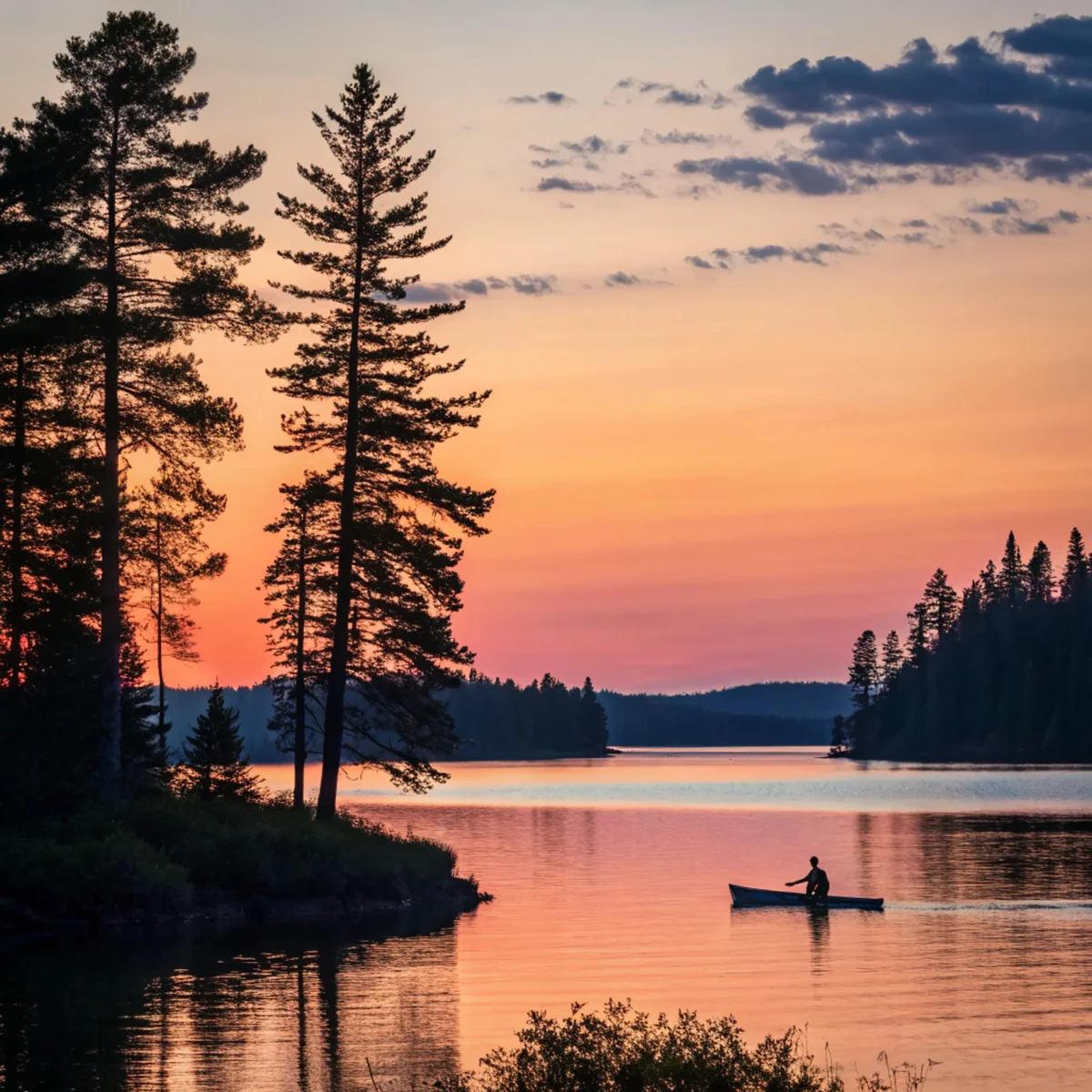 Twilight Lake with Vibrant Sunset