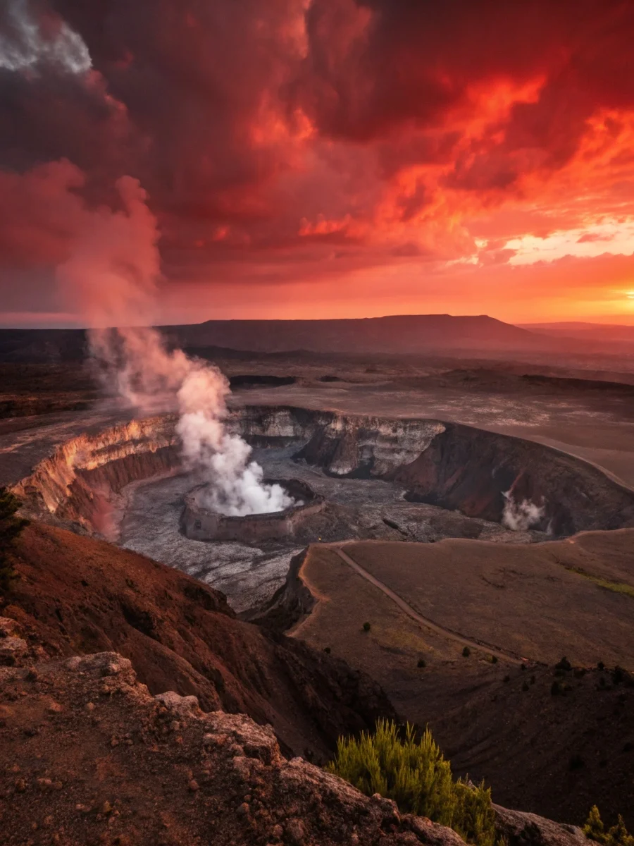 Volcanic Crater at Sunrise