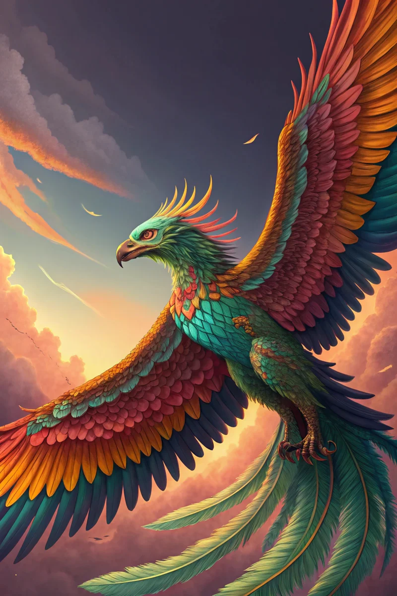 Quetzalcoatl Soaring in Cosmic Sky