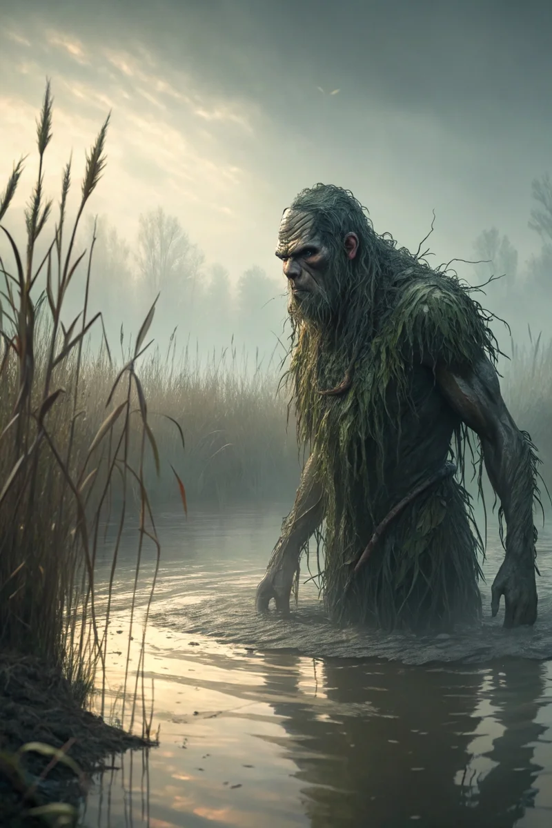 Vodianoi Rising from Murky Lake