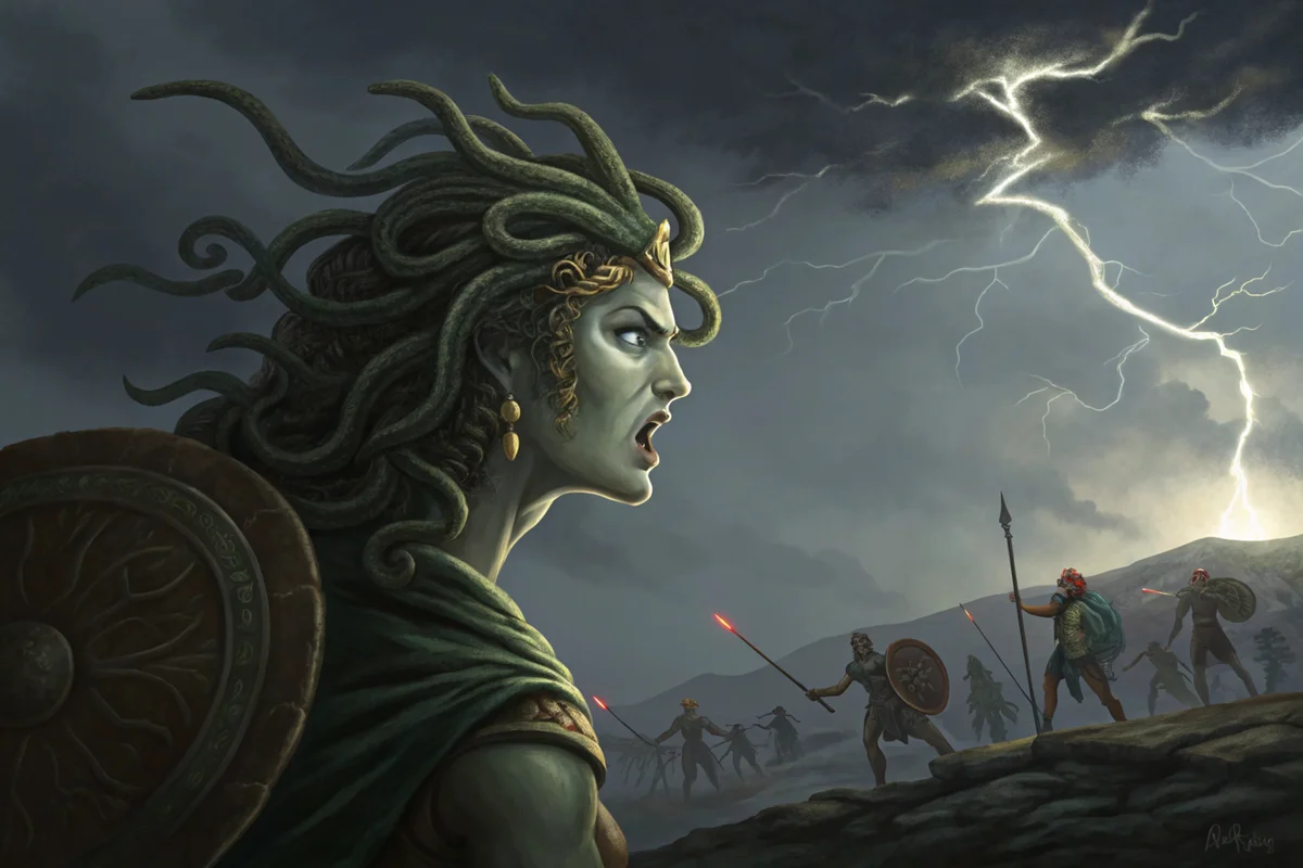 Medusa Freezing Battlefield to Stone