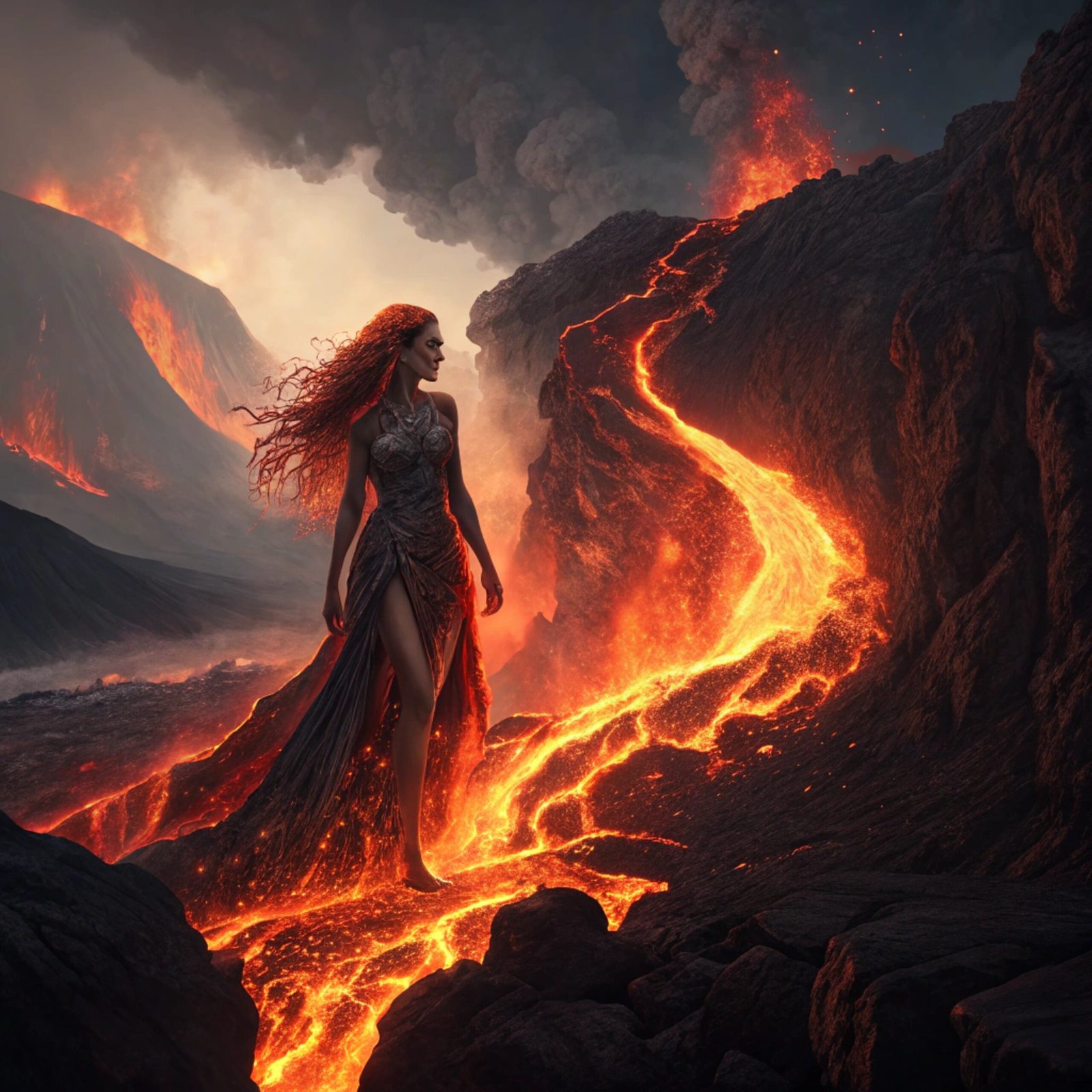 Pele Emerging from Fiery Crater