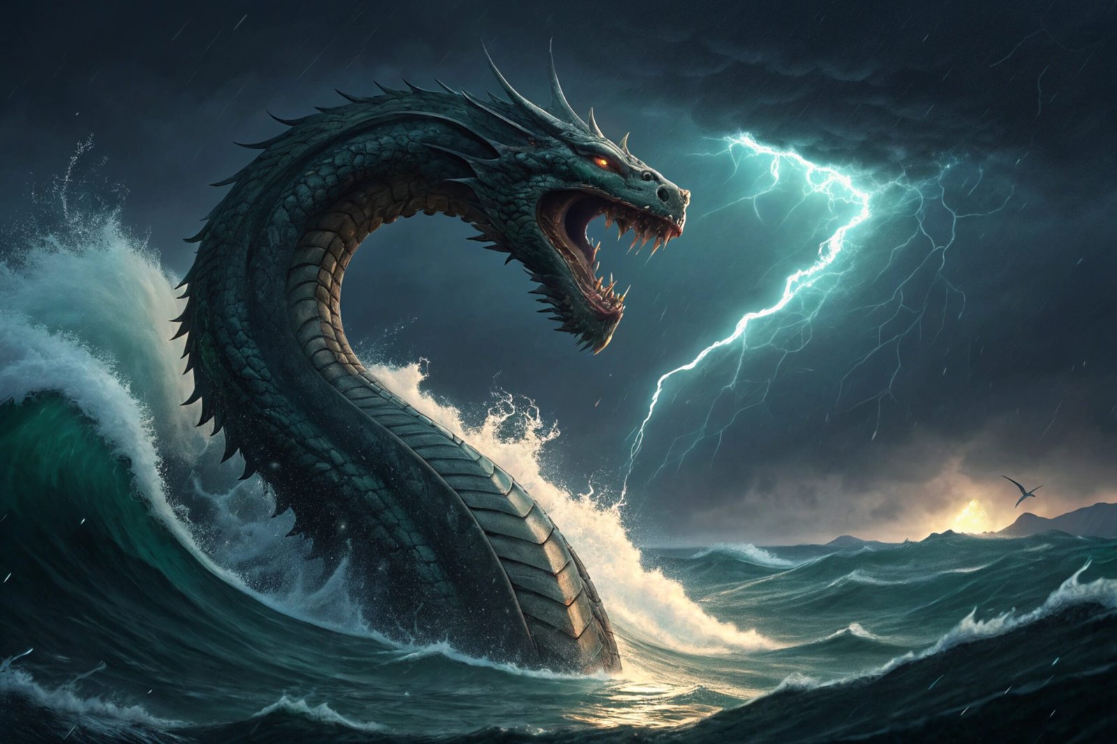 Jörmungandr Coiling in Stormy Seas