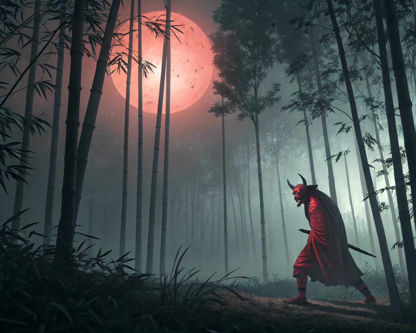 Oni Lurking in Bamboo Forest