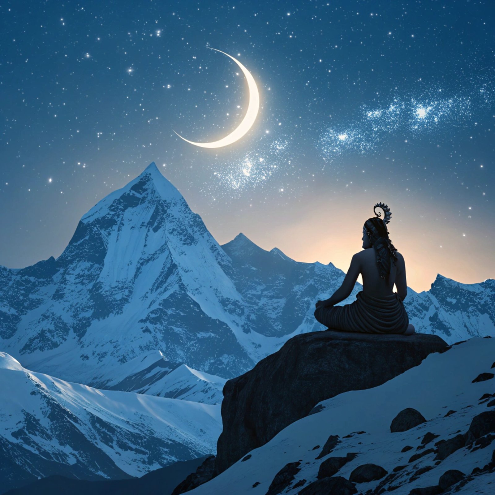 Shiva Meditating on Himalayan Peak