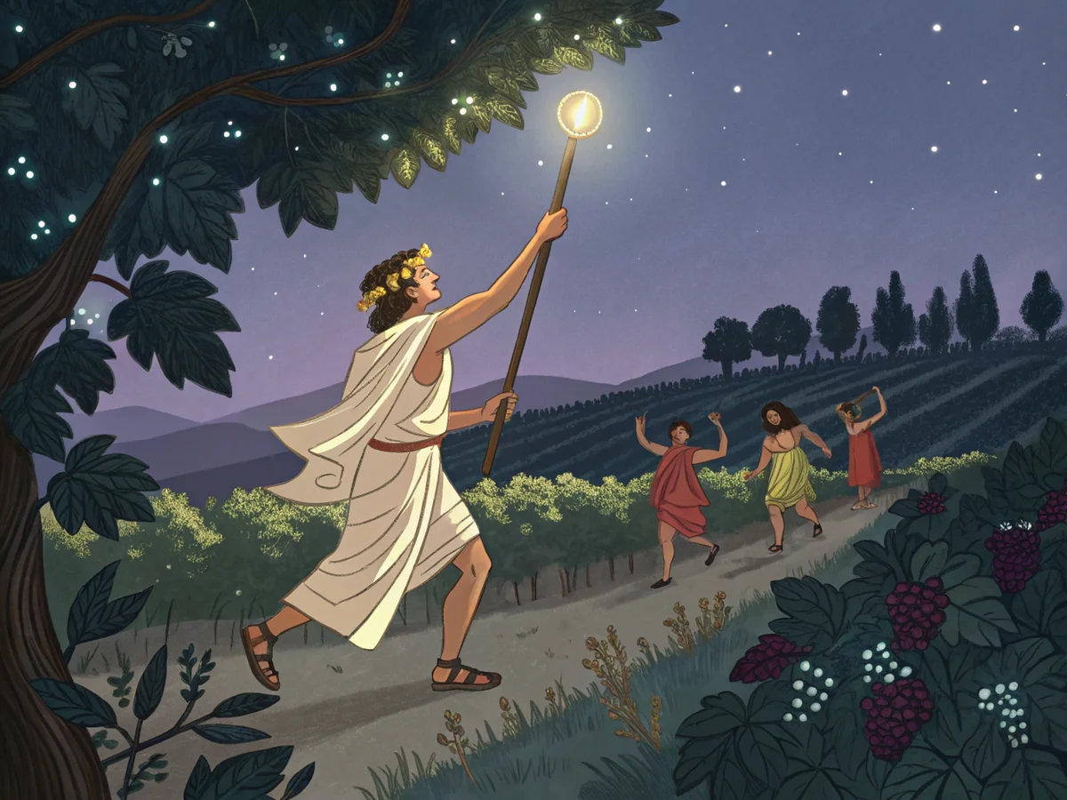 Dionysus Leading Vineyard Revelry