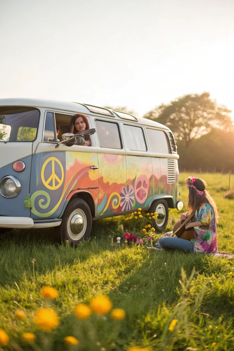 1960s Flower Power Van