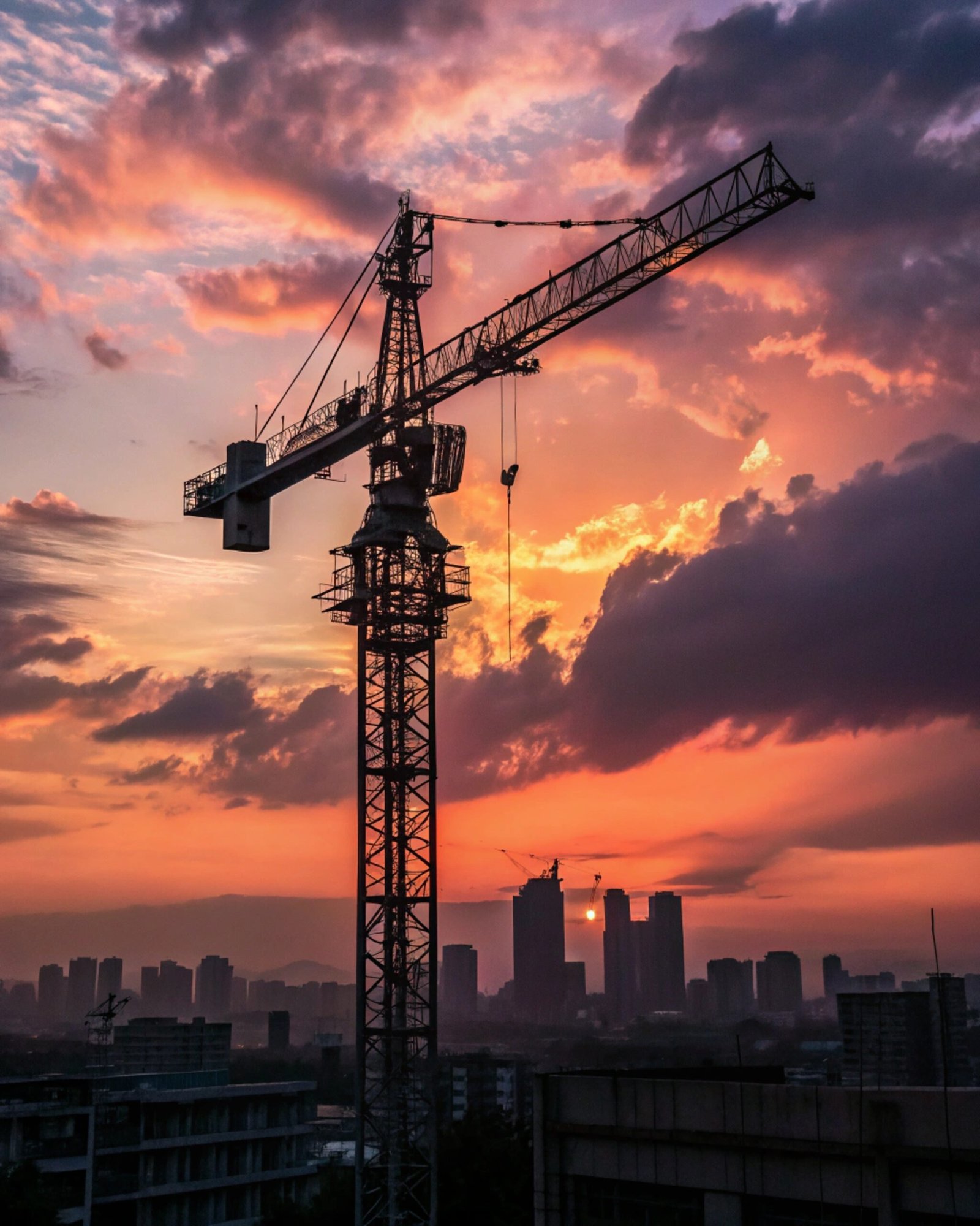 Sunset Crane Silhouette