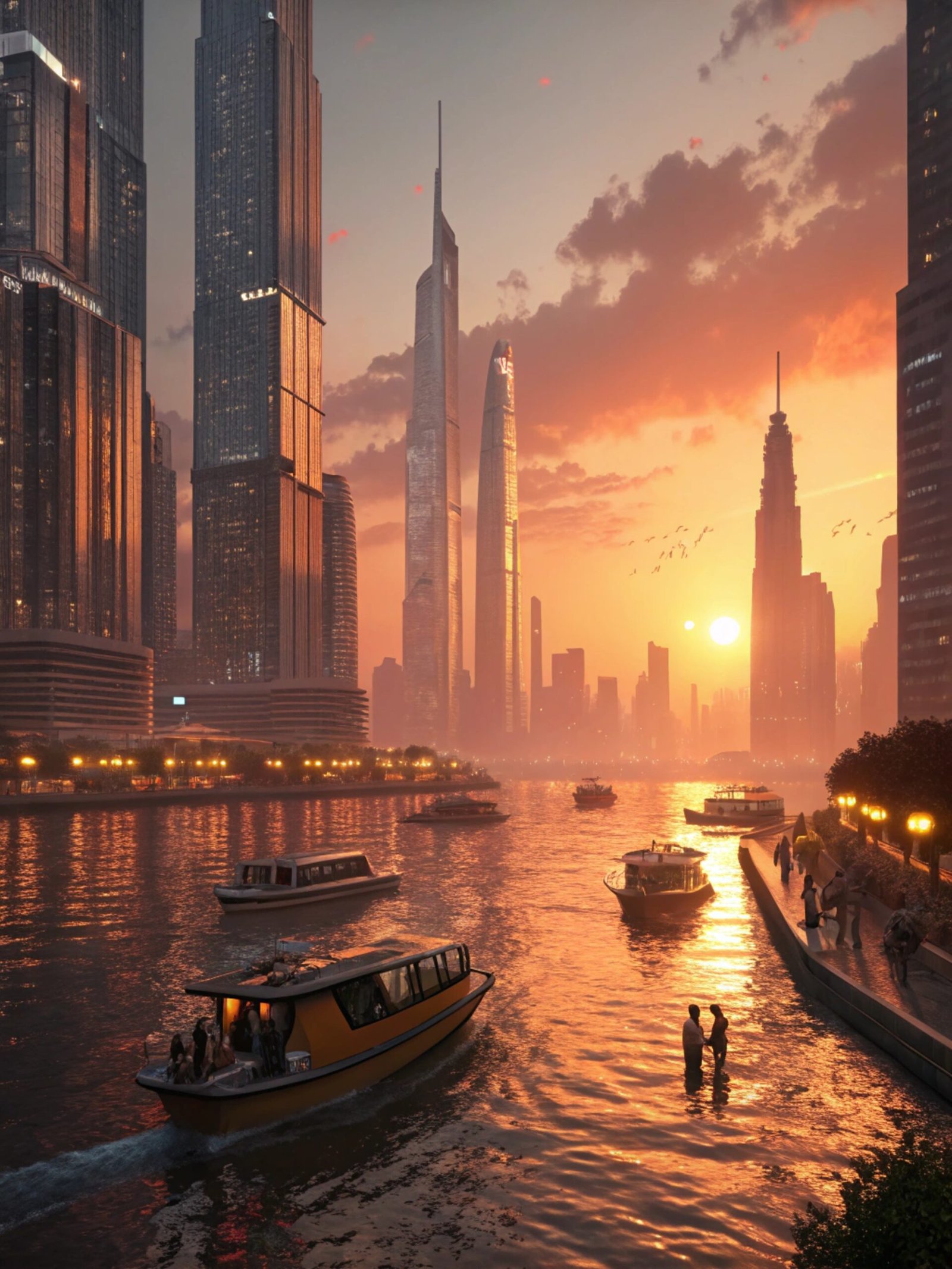 Glowing Waterfront Sunset