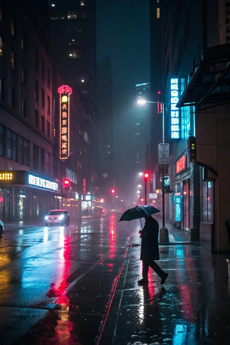 Rainy Neon Street