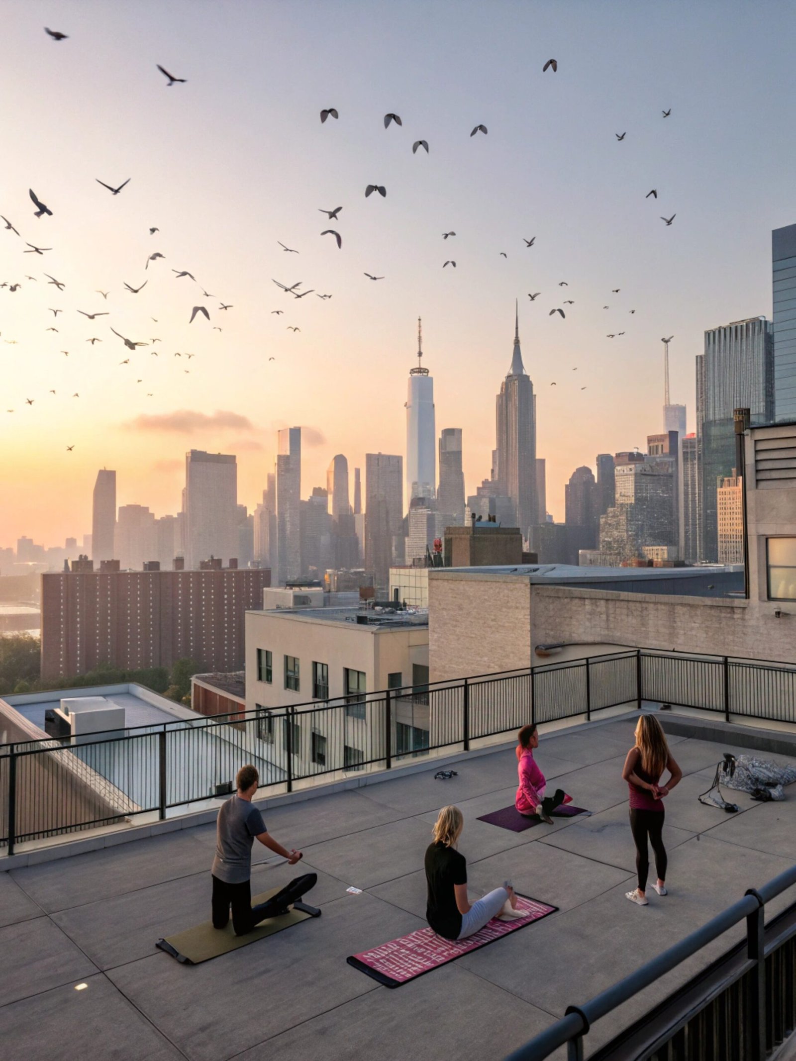 Rooftop Yoga Sunrise - City Awakening