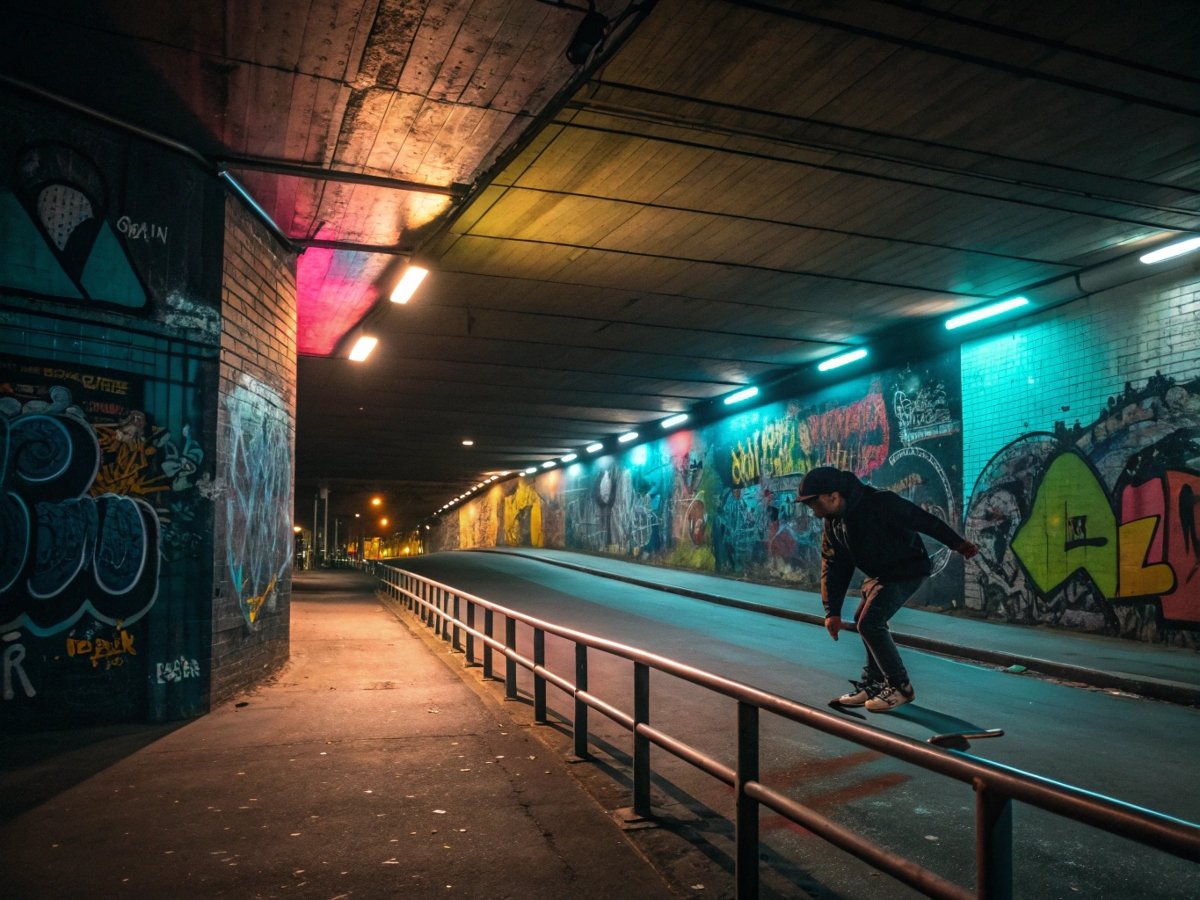 Neon Graffiti Underpass