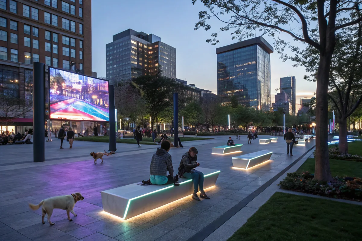 Futuristic Park Glow - Polyptych Innovation