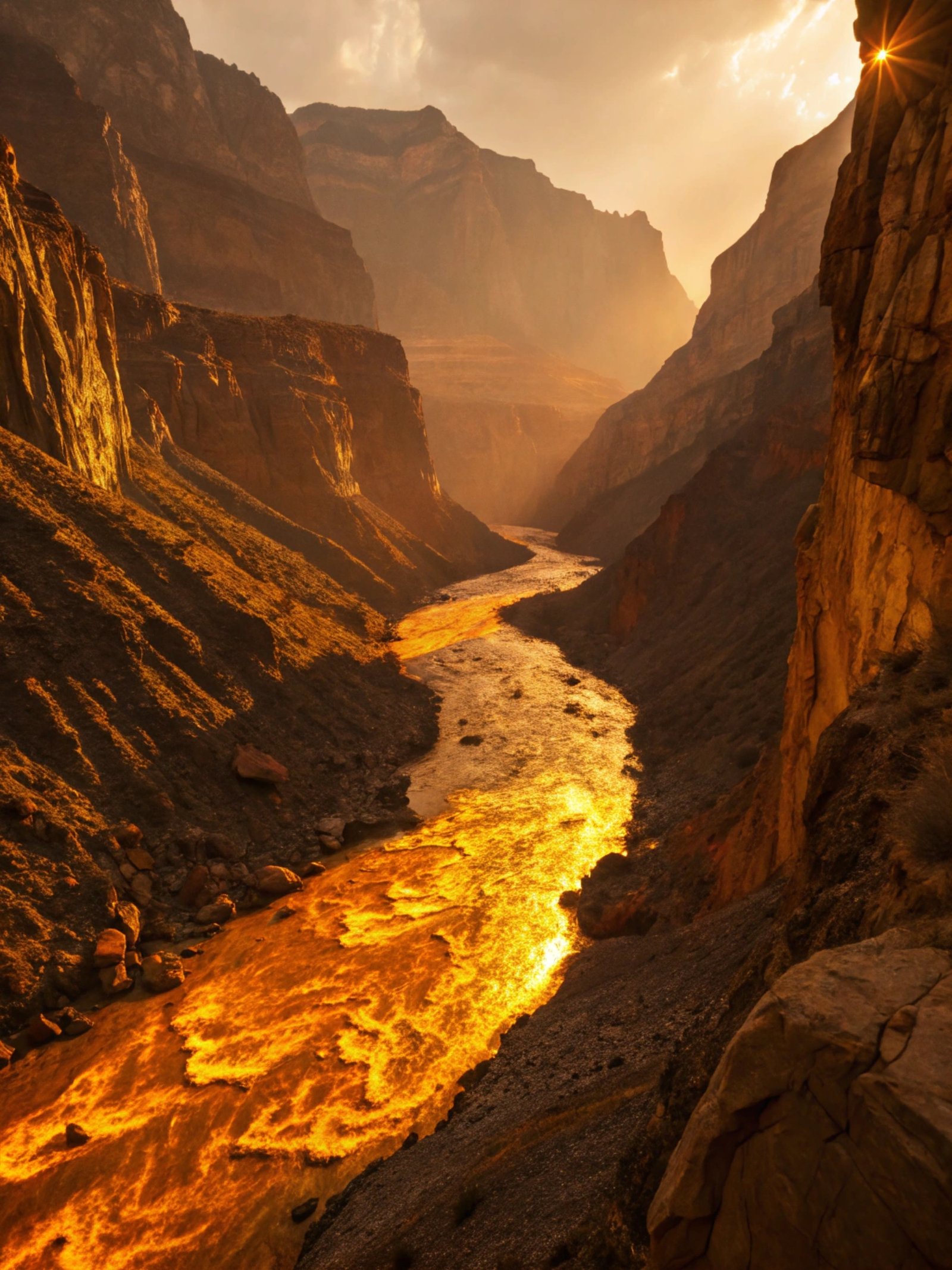 Canyon with Molten Gold River