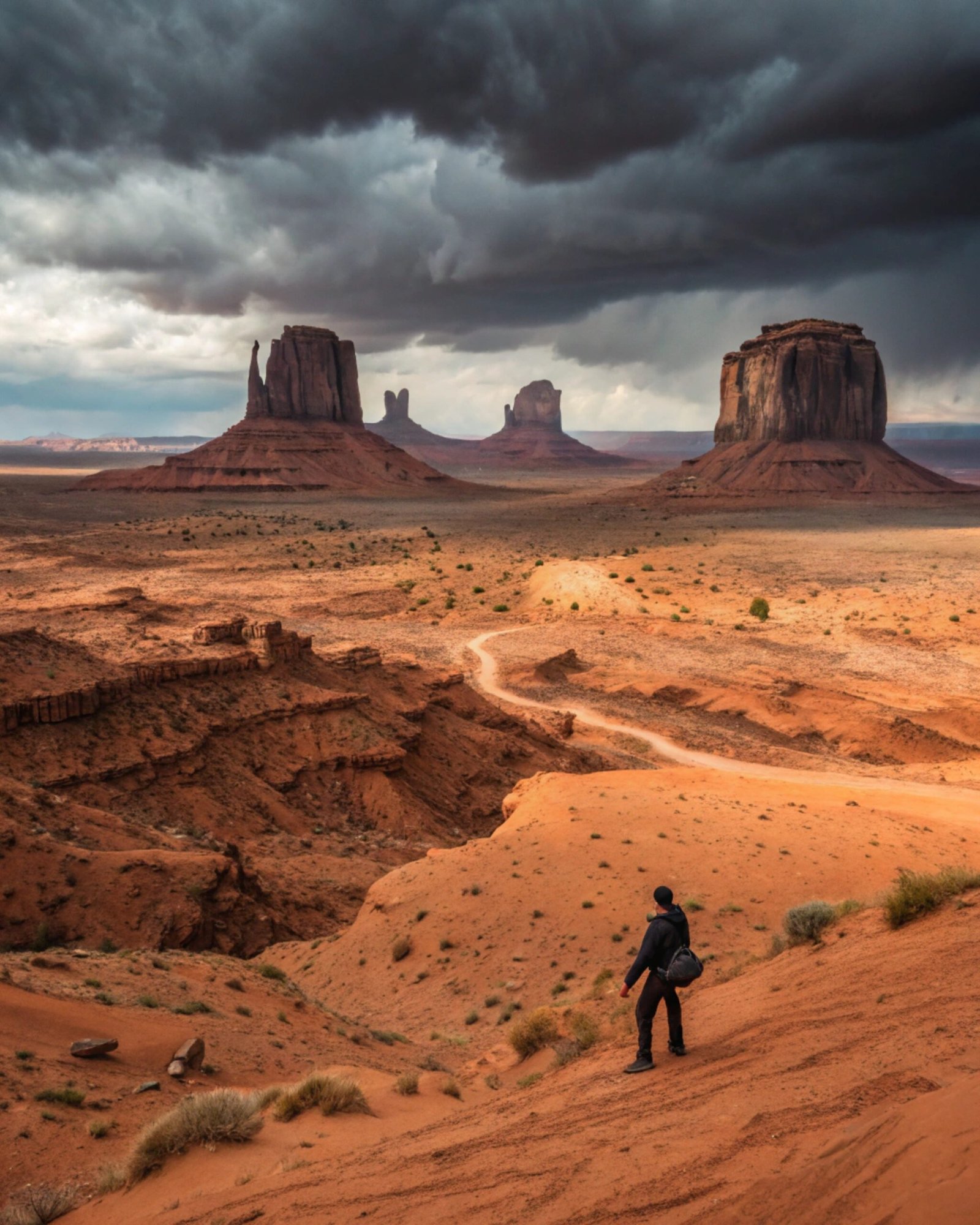 Red Sand Desert with Stormy Sky