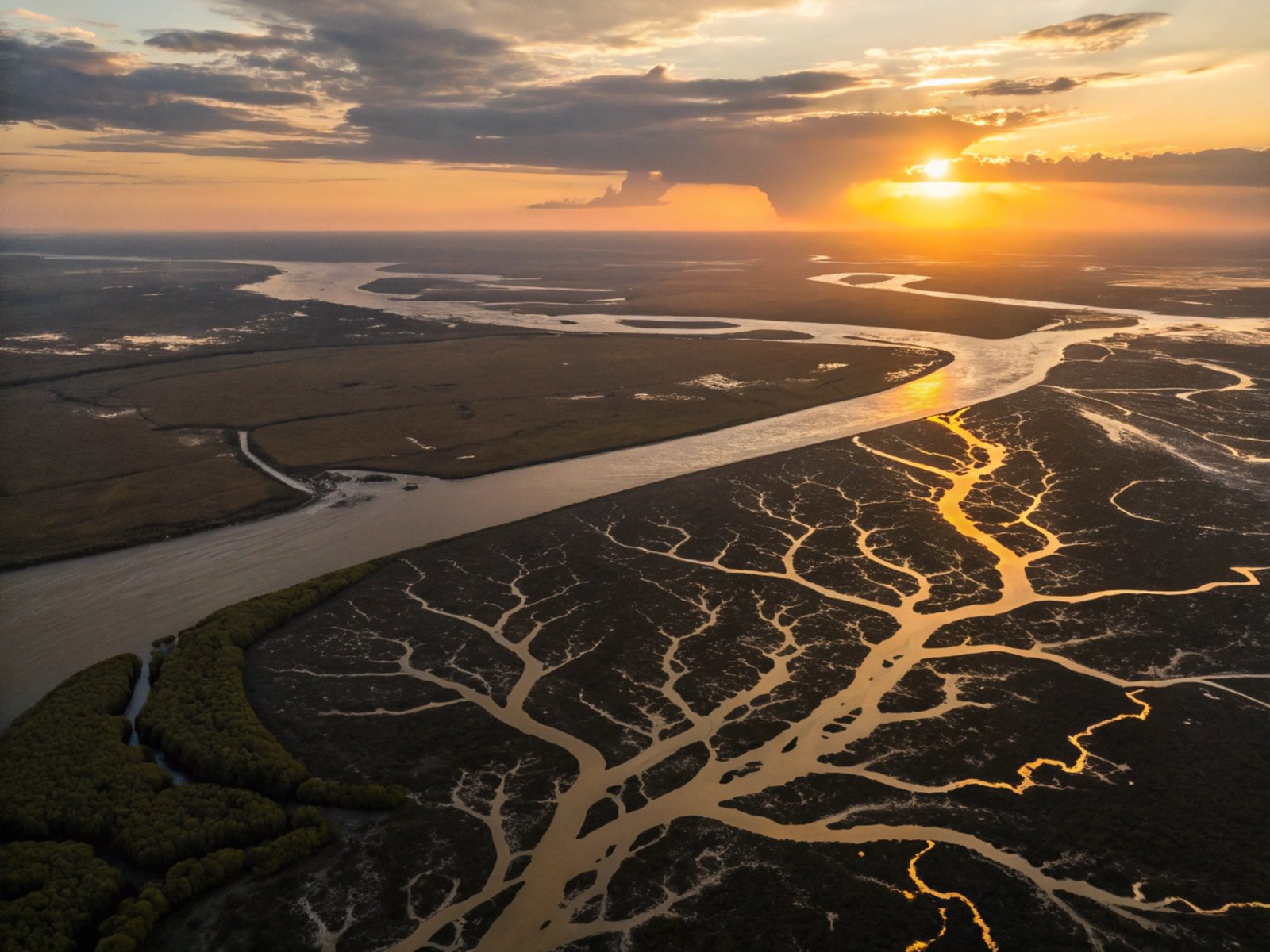 River Delta at Sunset