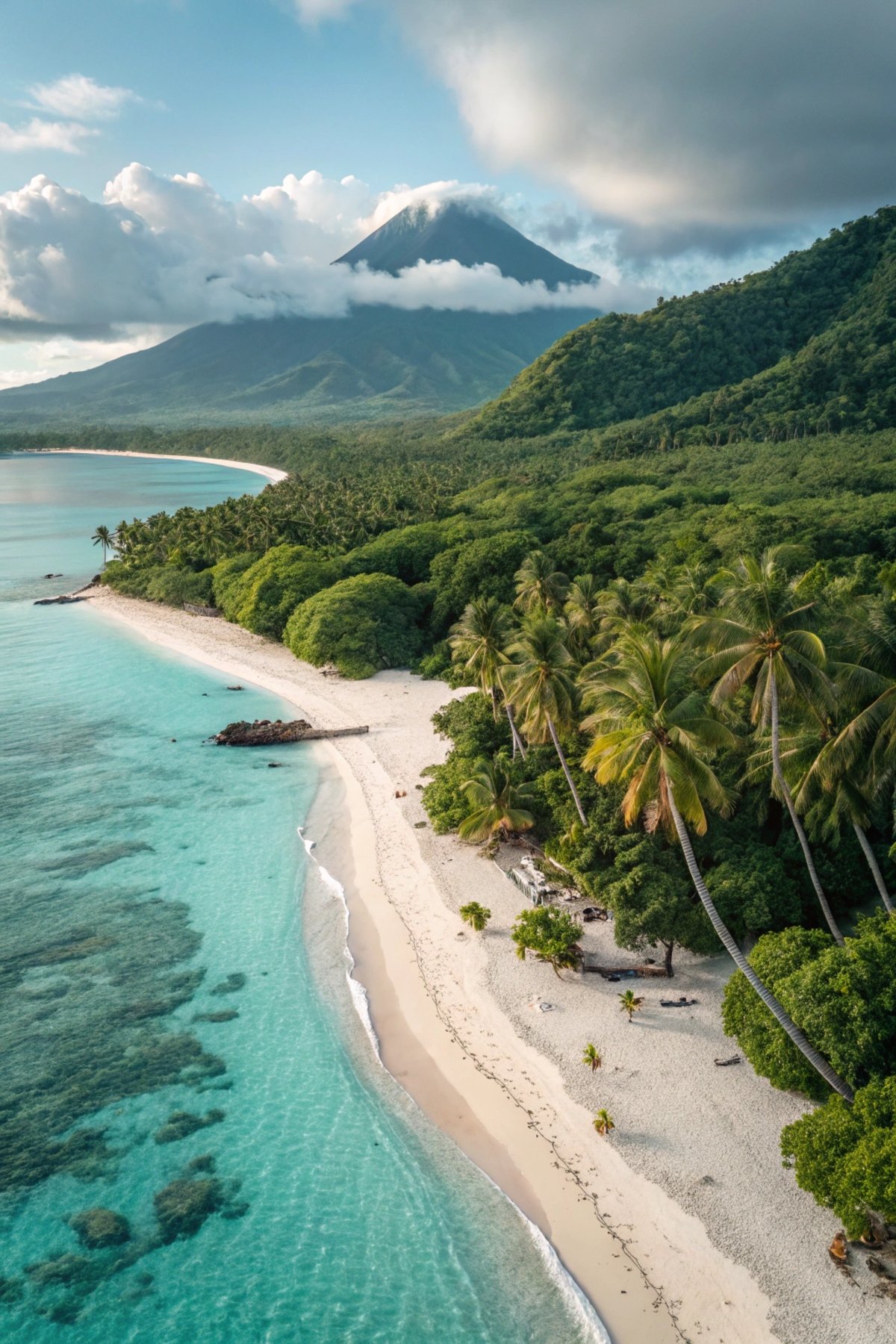 Tropical Island with Volcano