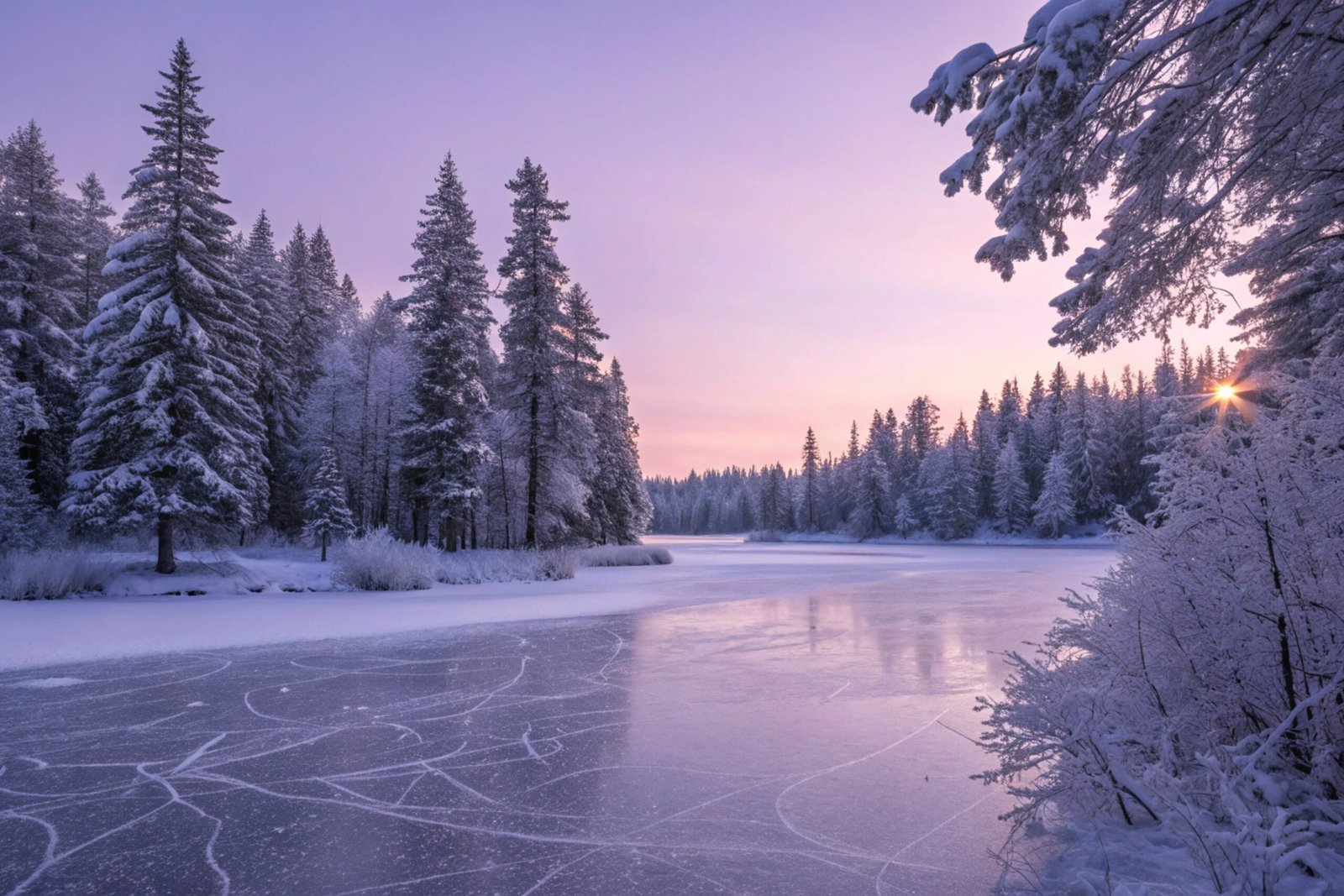 Frozen Lake with Ice Patterns