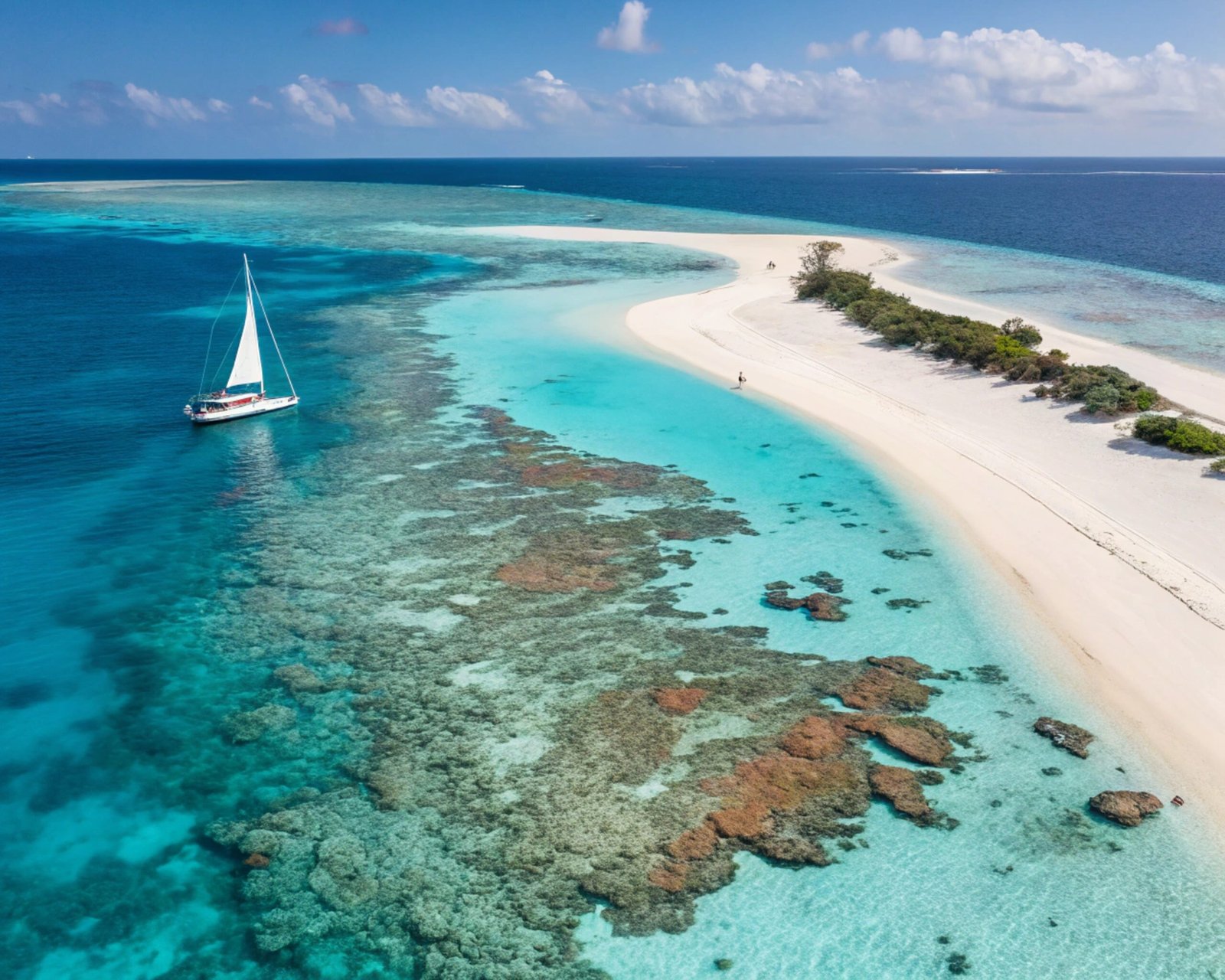 Coral Atoll with Sailboat