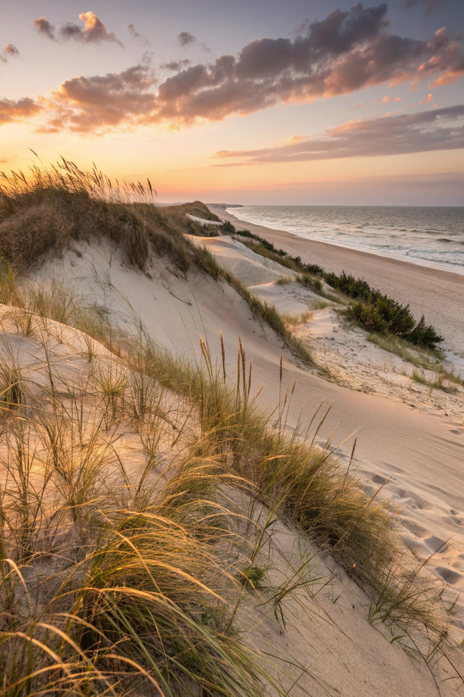 Coastal Dune at Twilight - Golden Serenity