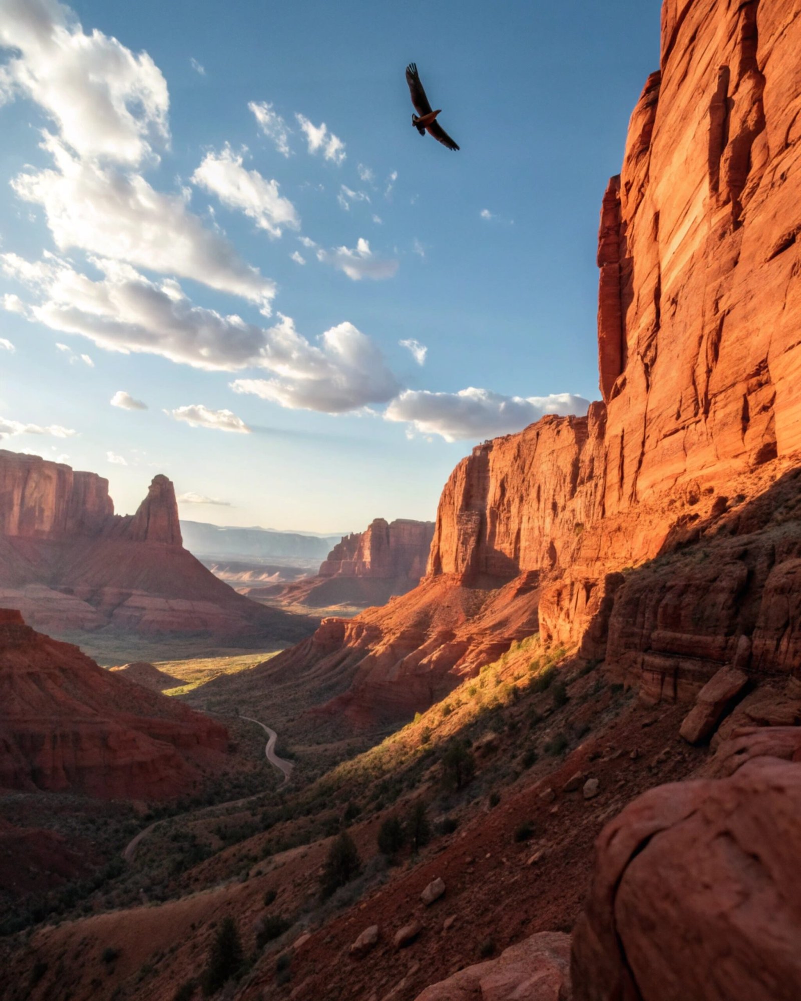 Desert Canyon with Soaring Eagle