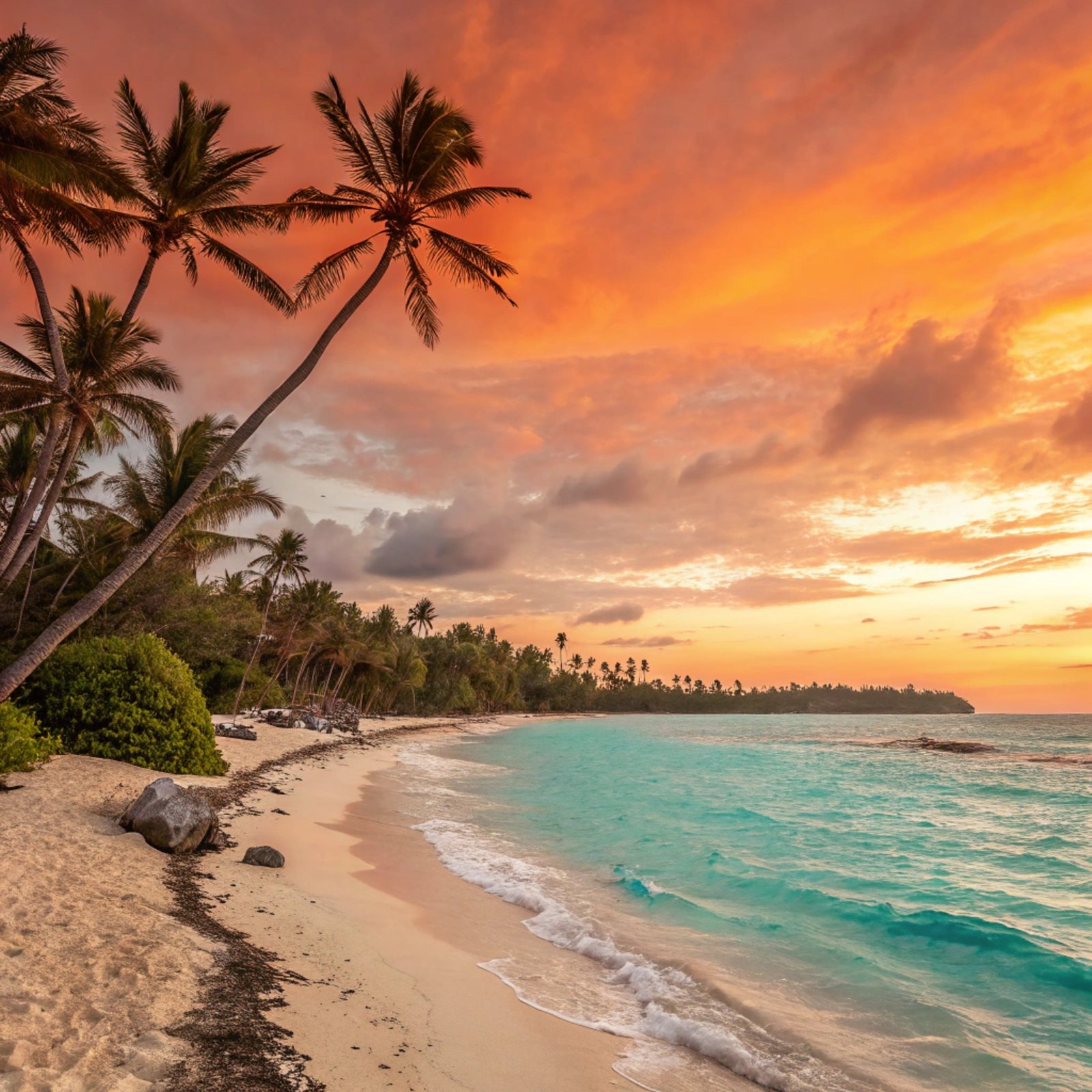 Tropical Beach at Sunset - Vibrant Square