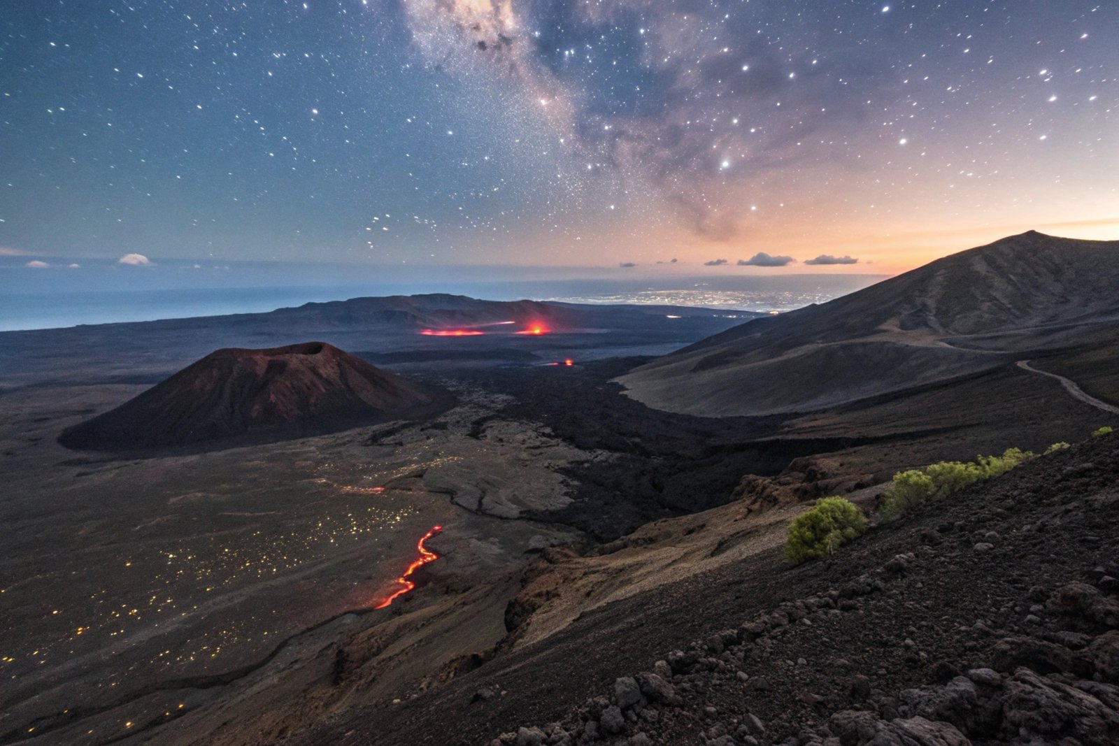 Volcanic Landscape at Twilight