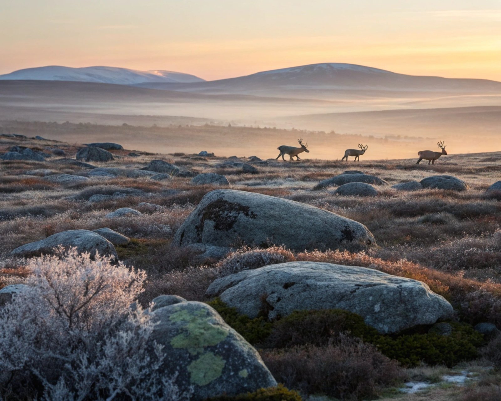 Tundra with Reindeer at Twilight