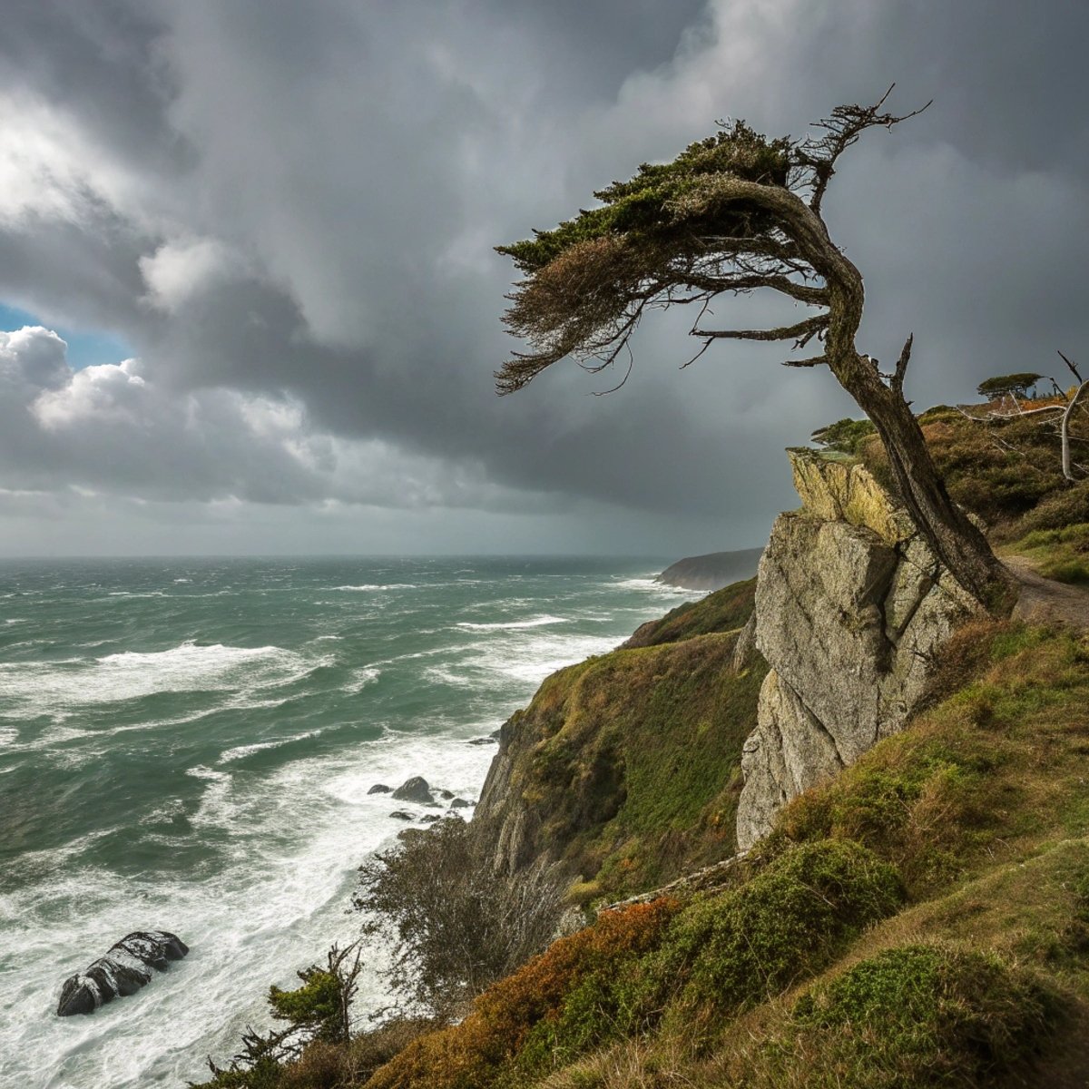 Cliff with Stormy Sea