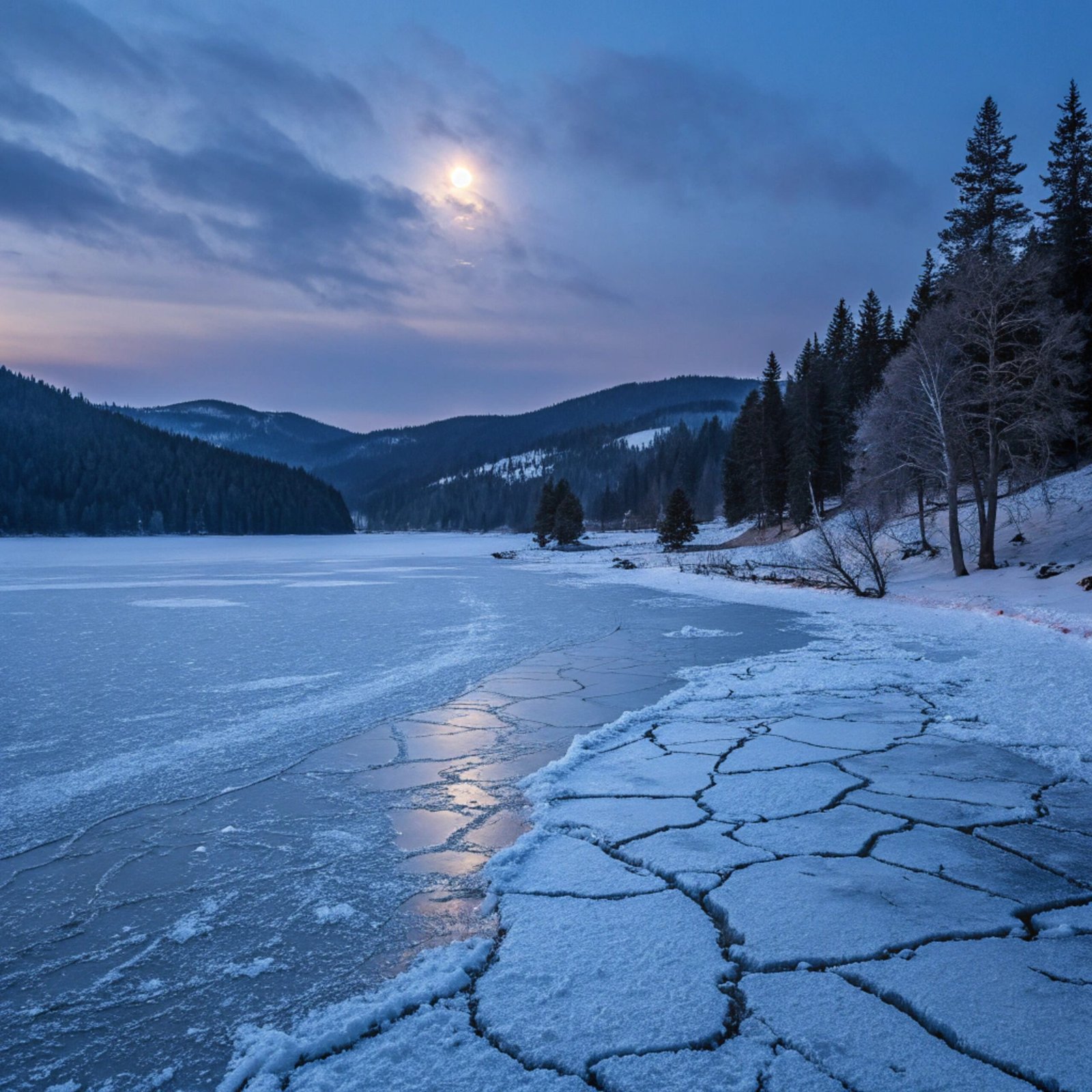 Frozen Lake Moonlight