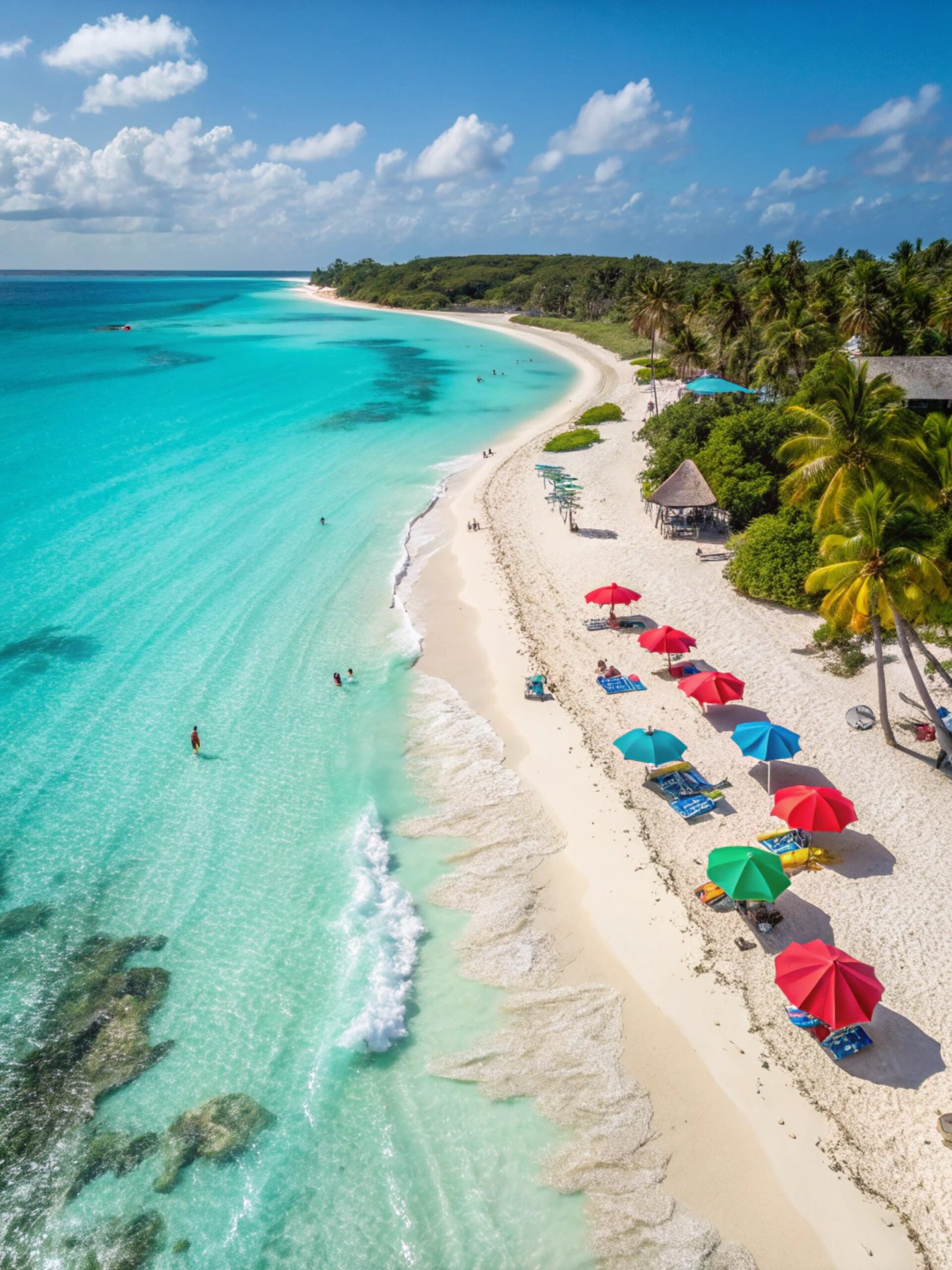 Tropical Beach with Umbrellas