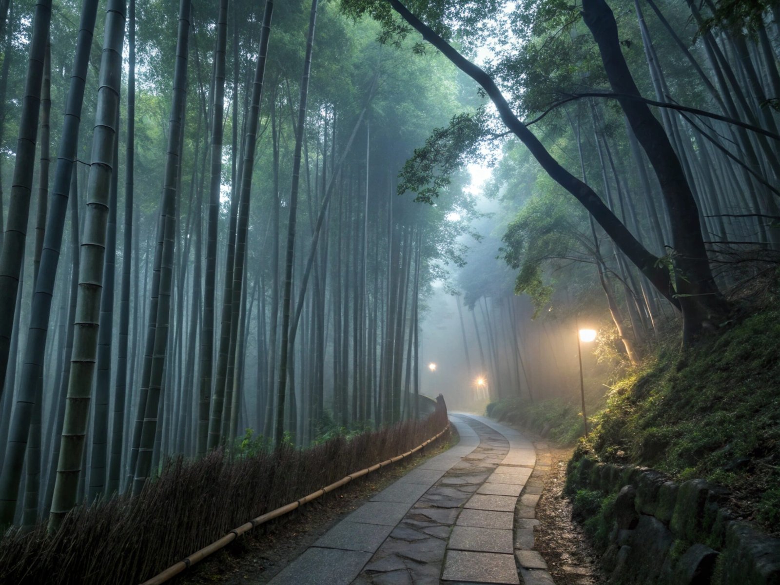Misty Bamboo Grove at Twilight
