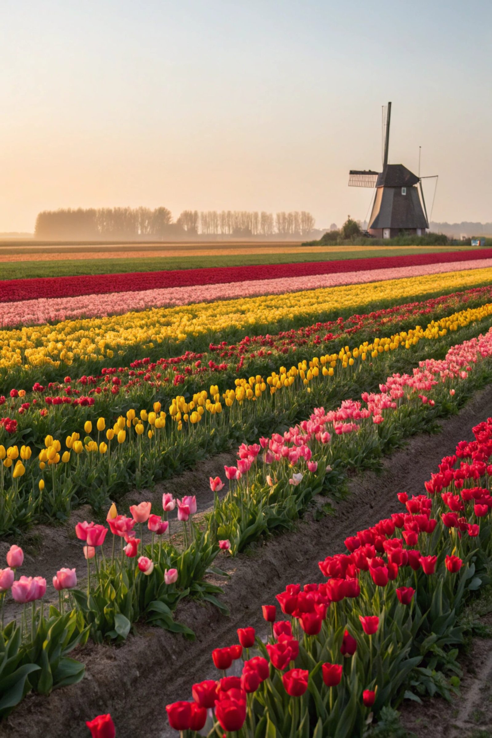 Tulip Field with Windmill