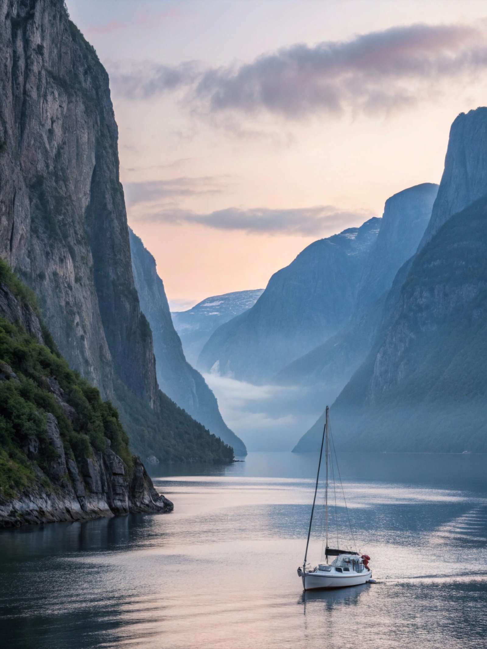 Misty Fjord with Sailboat
