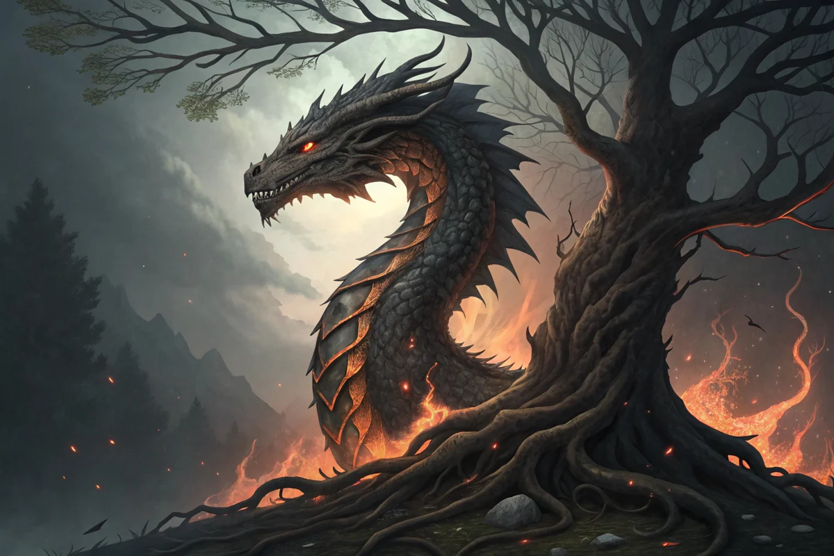 Níðhöggr at Yggdrasil
