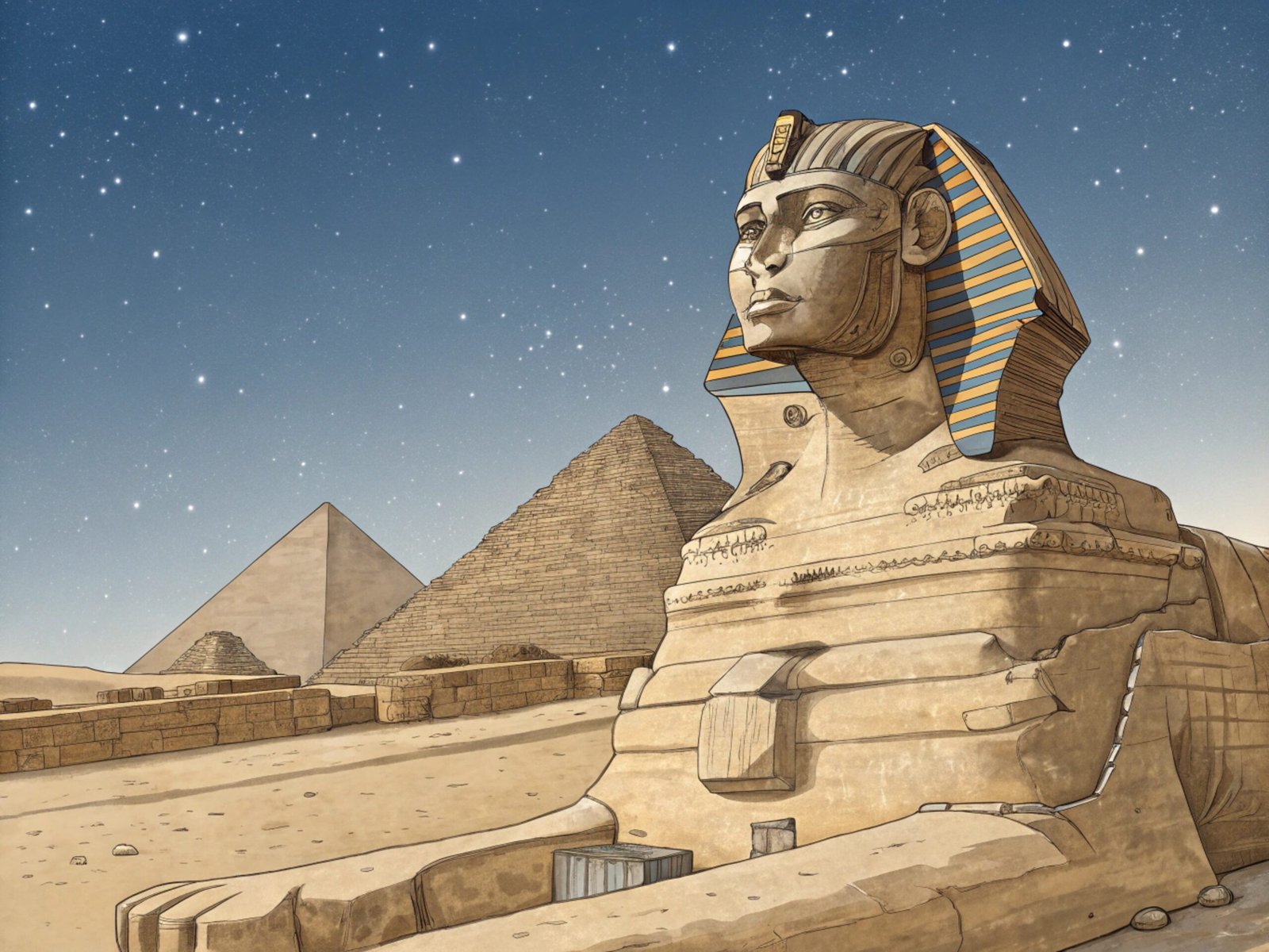 Living Sphinx Guarding Pyramids